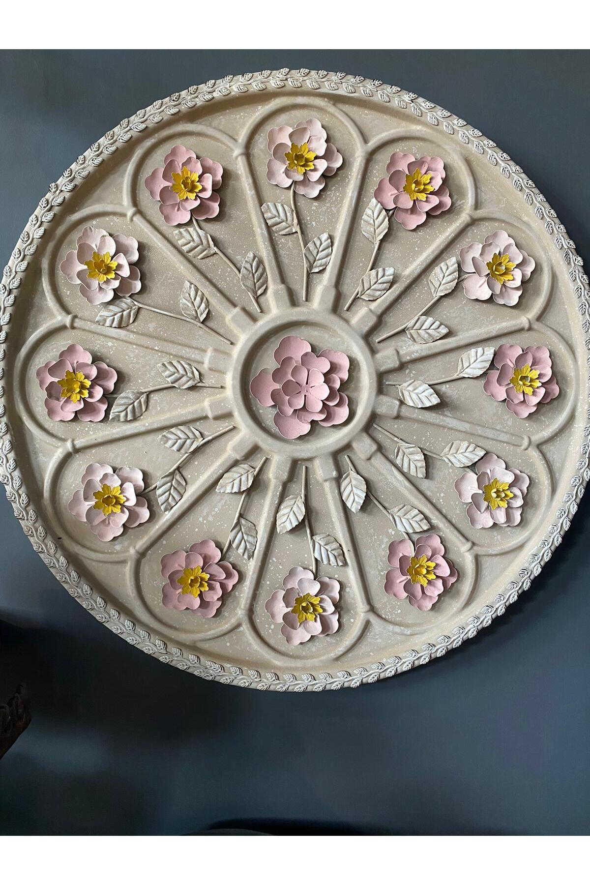 Elif Aksesuar Padova Taş Görünümlü Metal Çiçekli Tablo