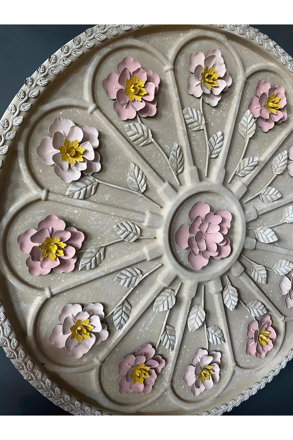 Elif Aksesuar Padova Taş Görünümlü Metal Çiçekli Tablo