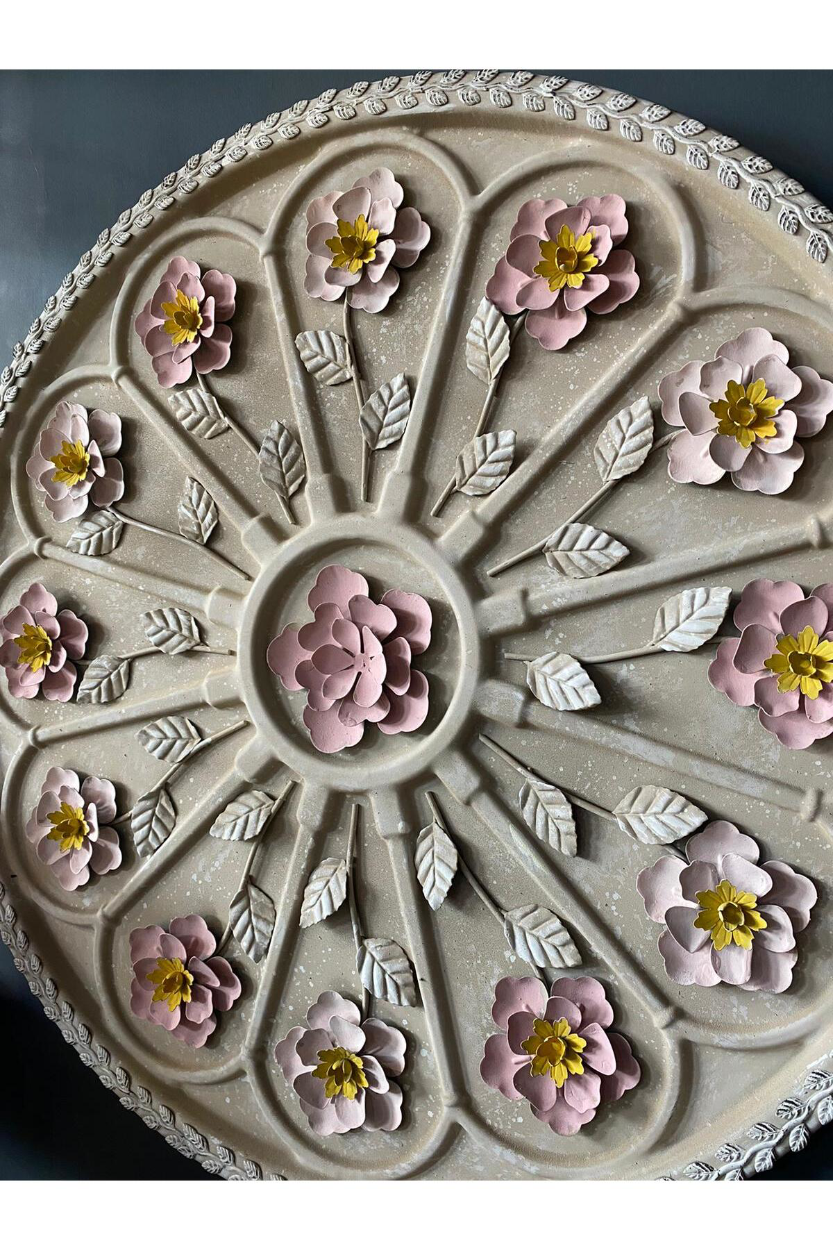 Elif Aksesuar Padova Taş Görünümlü Metal Çiçekli Tablo