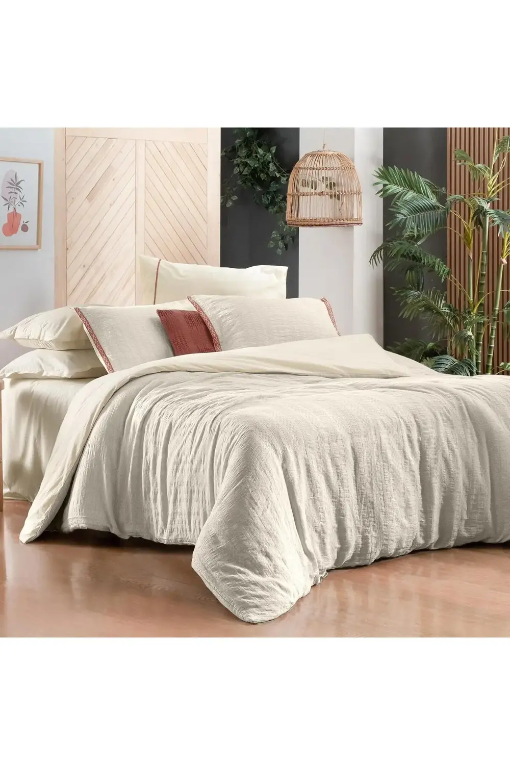 Palencia Ekru Tek Kişilik %100 Pamuk Mood Comfort Nevresim Takımı