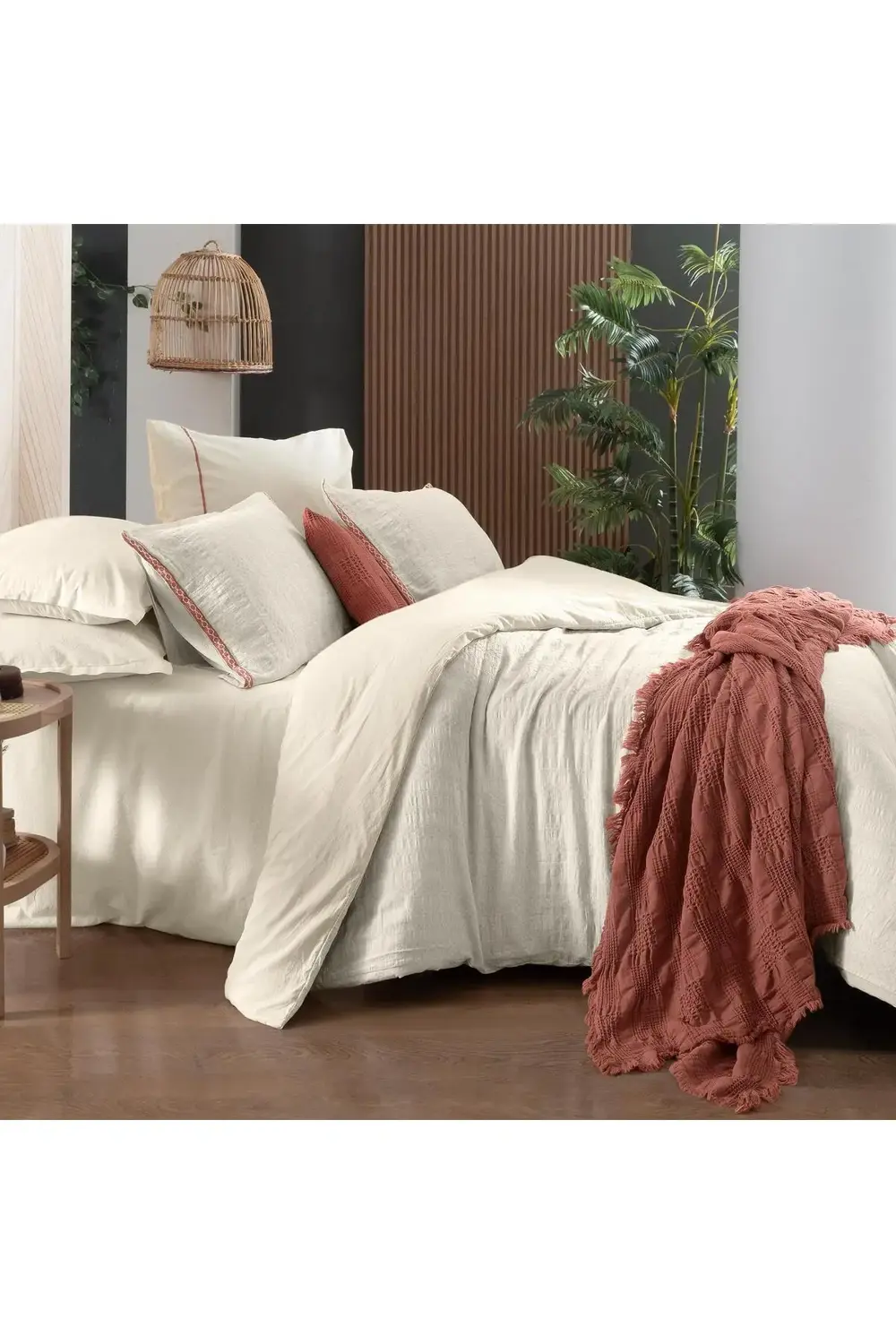 Palencia Ekru Tek Kişilik %100 Pamuk Mood Comfort Nevresim Takımı