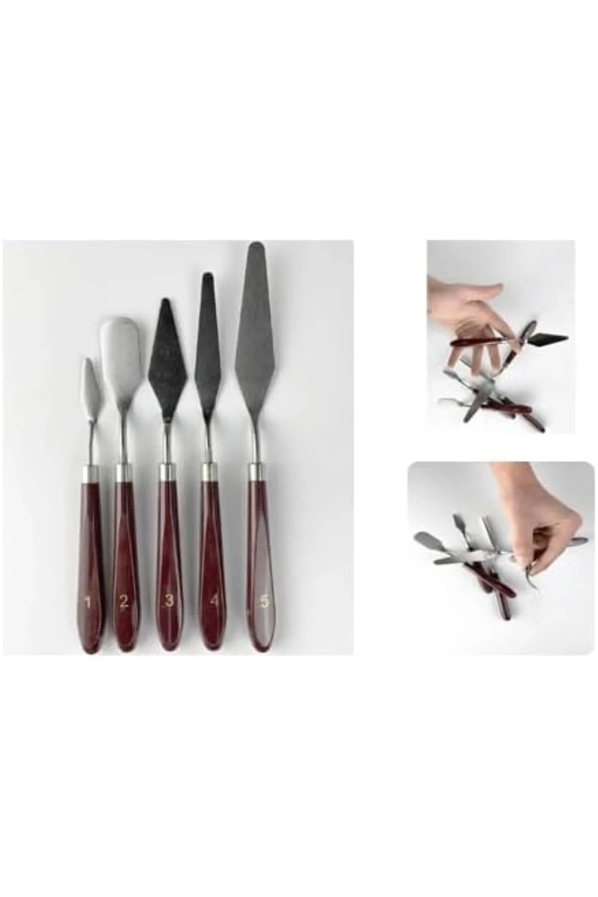 Palet Bıçağı 5 Parça Paslanmaz Çelik Spatula Seti, Kil Hamuru Pas