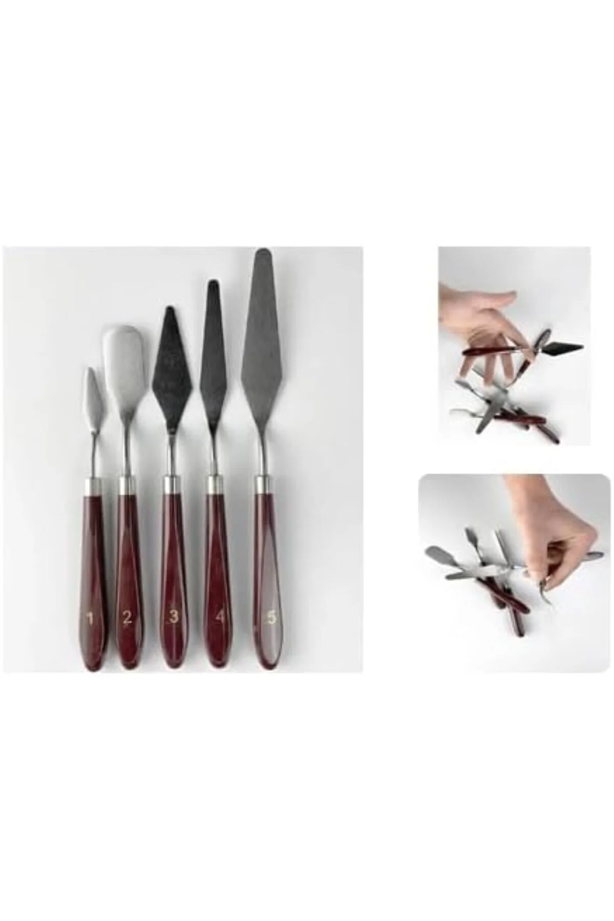 Palet Bıçağı 5 Parça Paslanmaz Çelik Spatula Seti, Kil Hamuru Pasta Krema Yağlıboy