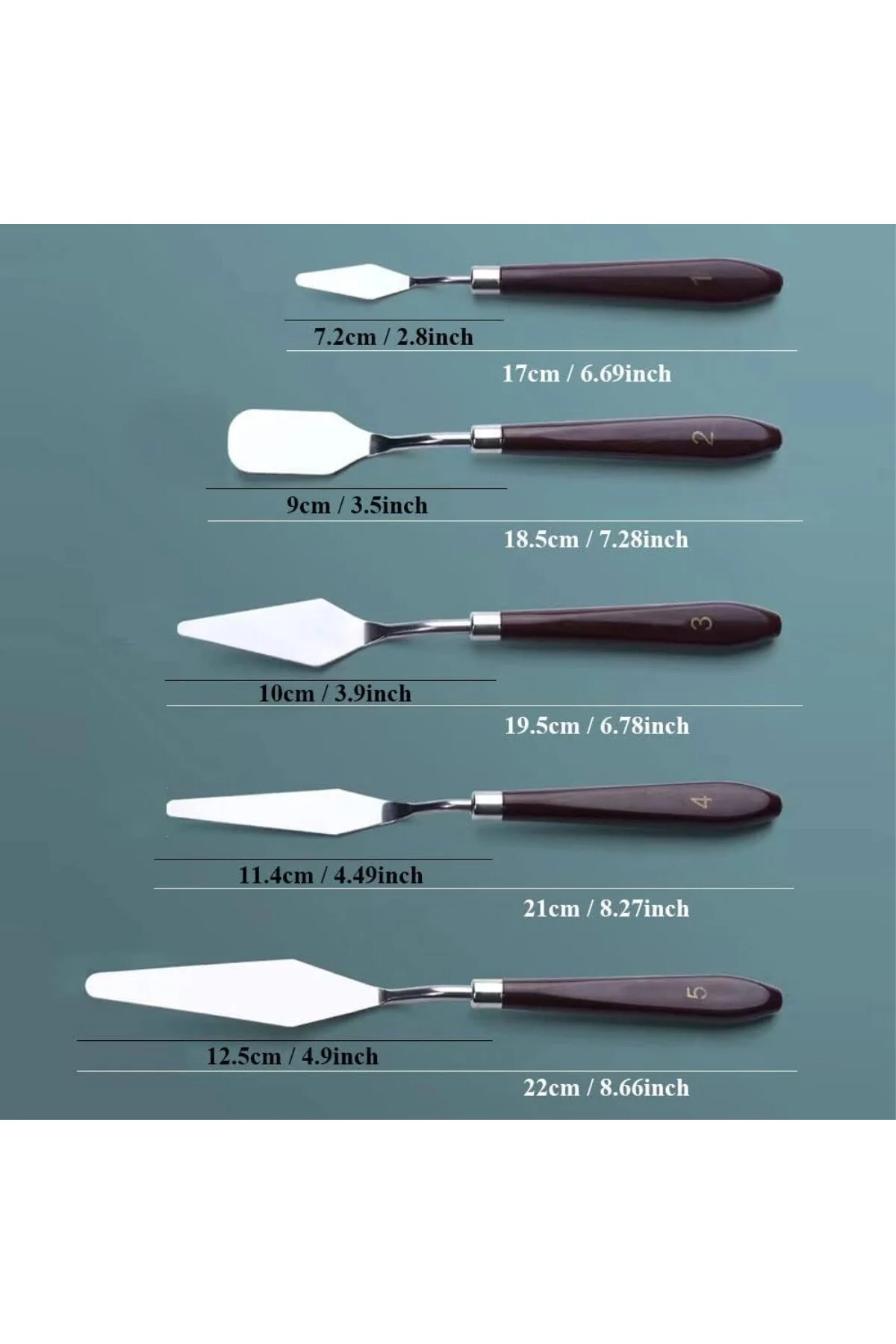 Palet Bıçağı 5 Parça Paslanmaz Çelik Spatula Seti, Kil Hamuru Pas