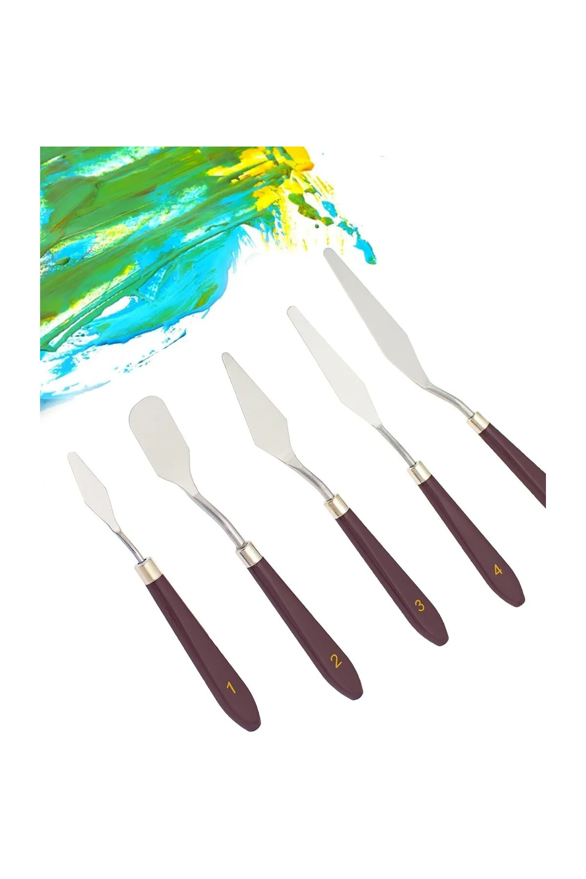 Palet Bıçağı 5 Parça Paslanmaz Çelik Spatula Seti, Kil Hamuru Pas