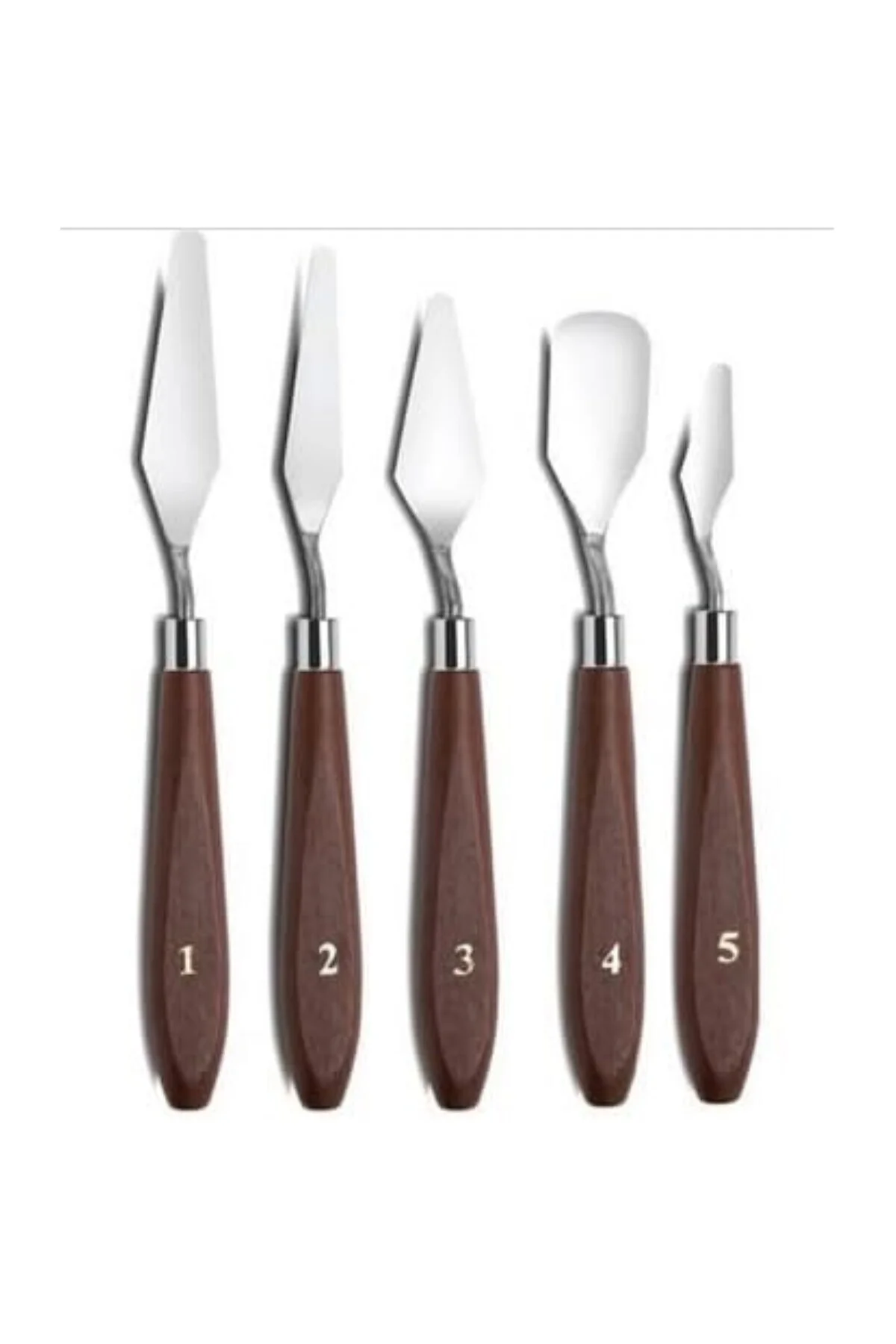 Palet Bıçağı 5 Parça Paslanmaz Çelik Spatula Seti, Kil Hamuru Pasta Krema Yağlıboy