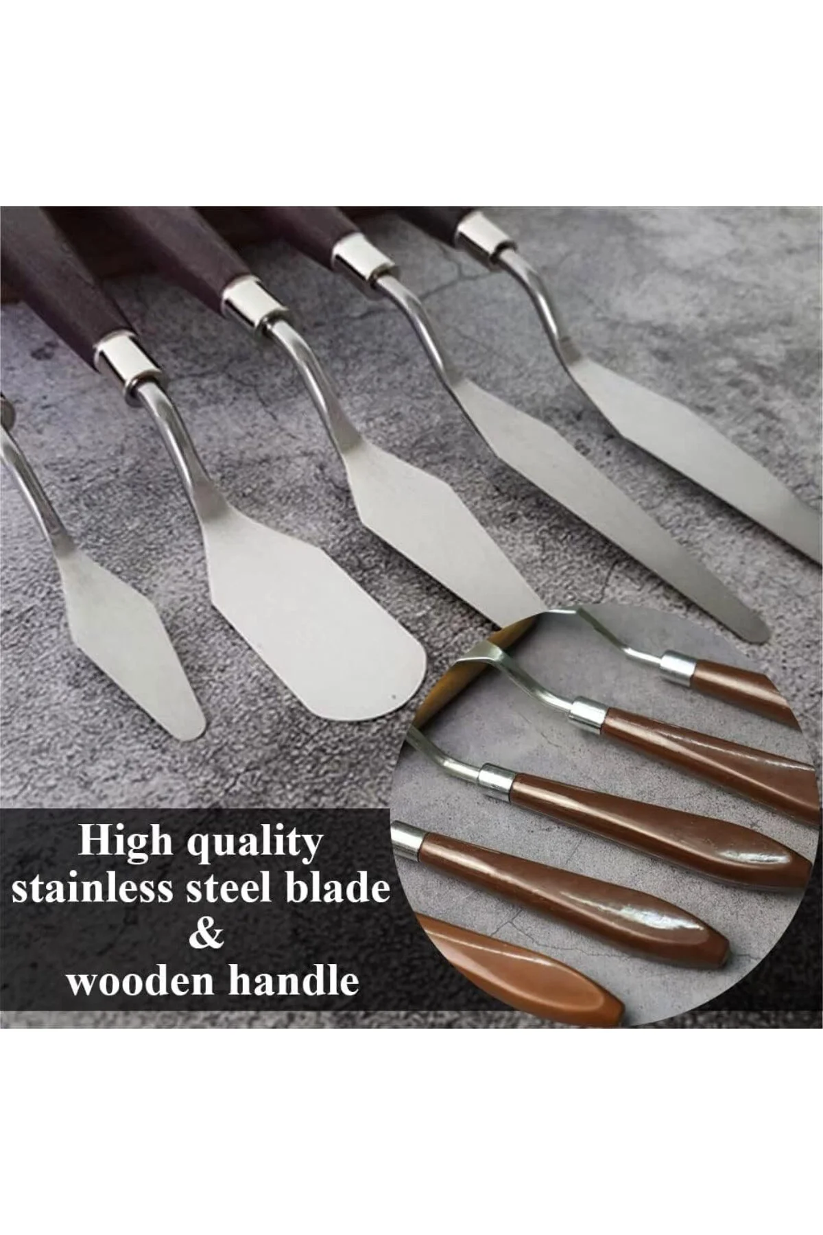 Palet Bıçağı 5 Parça Paslanmaz Çelik Spatula Seti, Kil Hamuru Pas