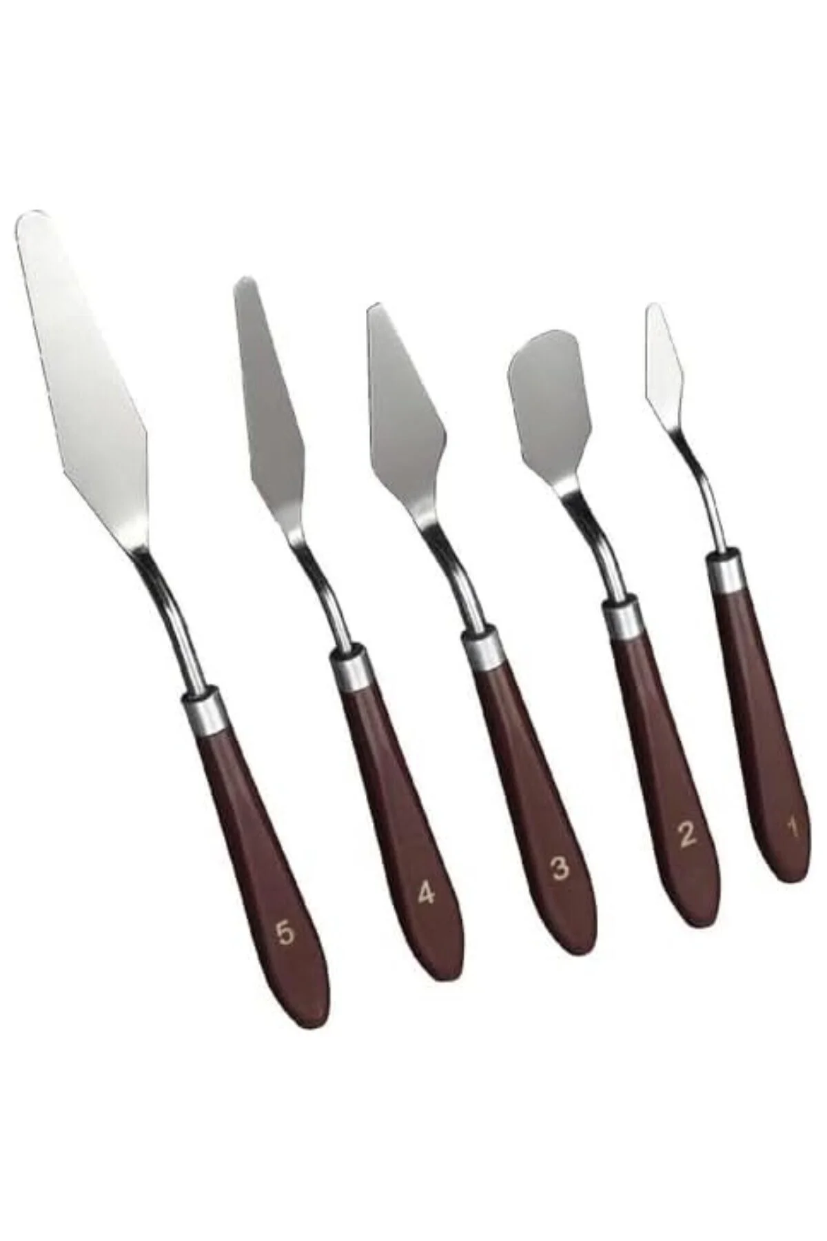 Palet Bıçağı 5 Parça Paslanmaz Çelik Spatula Seti, Kil Hamuru Pasta Krema Yağlıboy