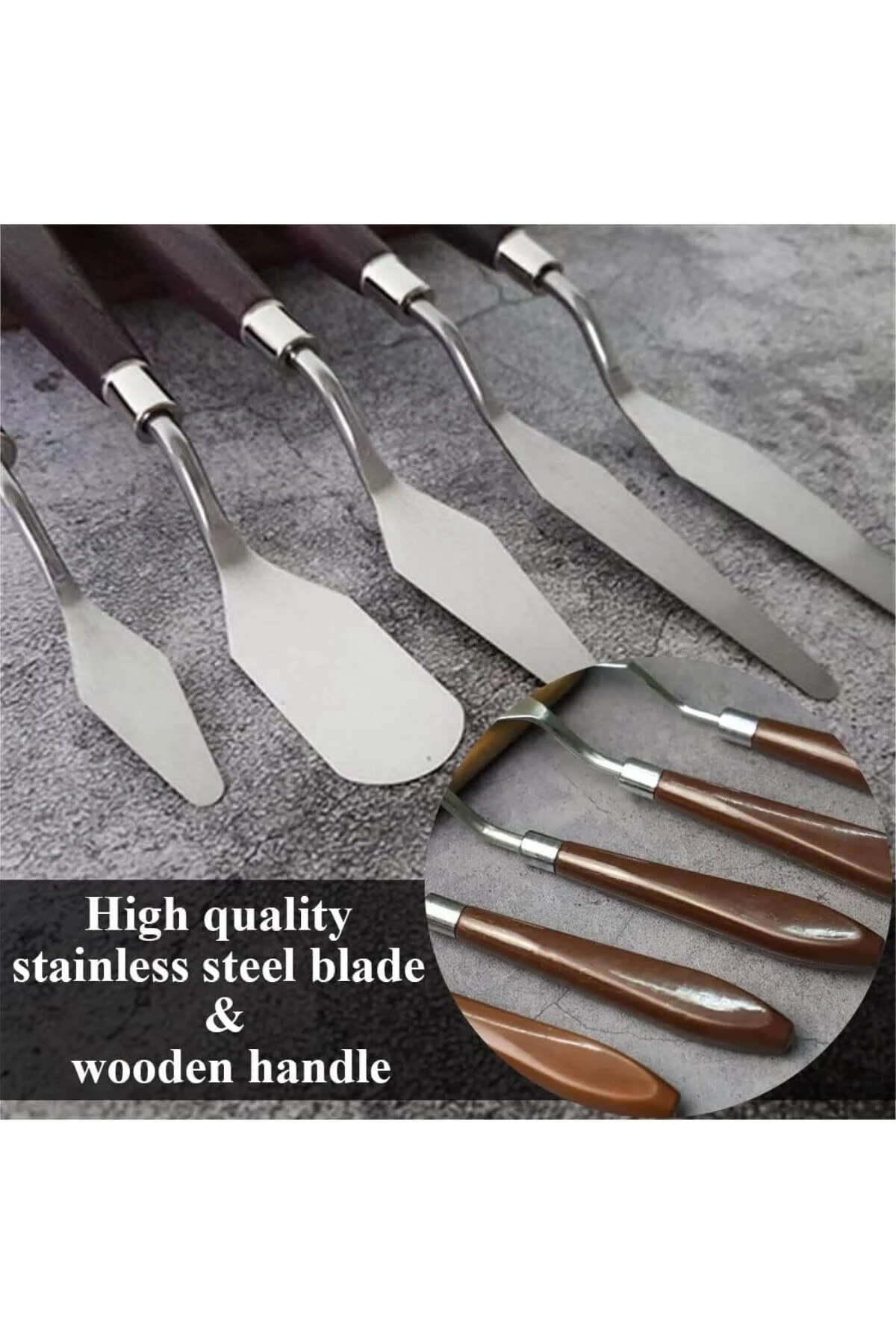 Palet Bıçağı 5 Parça Paslanmaz Çelik Spatula Seti, Kil Hamuru Pasta Krema Yağlıboy