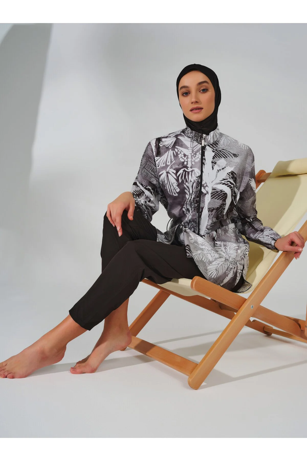 Palmiye Desenli Tesettür Mayo