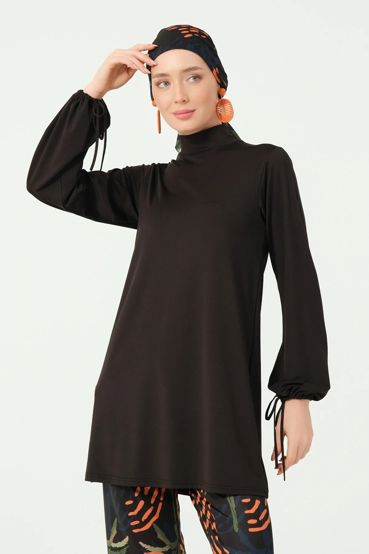 Palmiye Desenli Tesettür Mayo