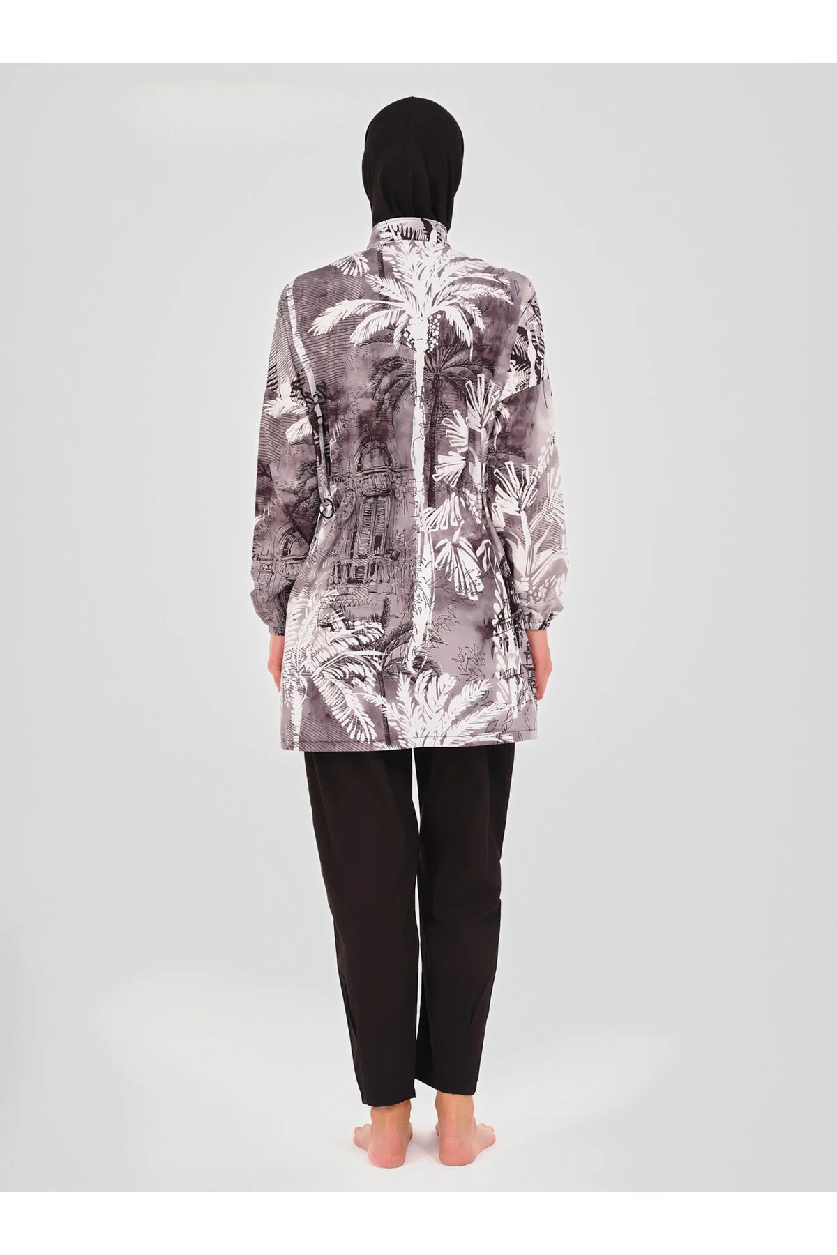 Palmiye Desenli Tesettür Mayo