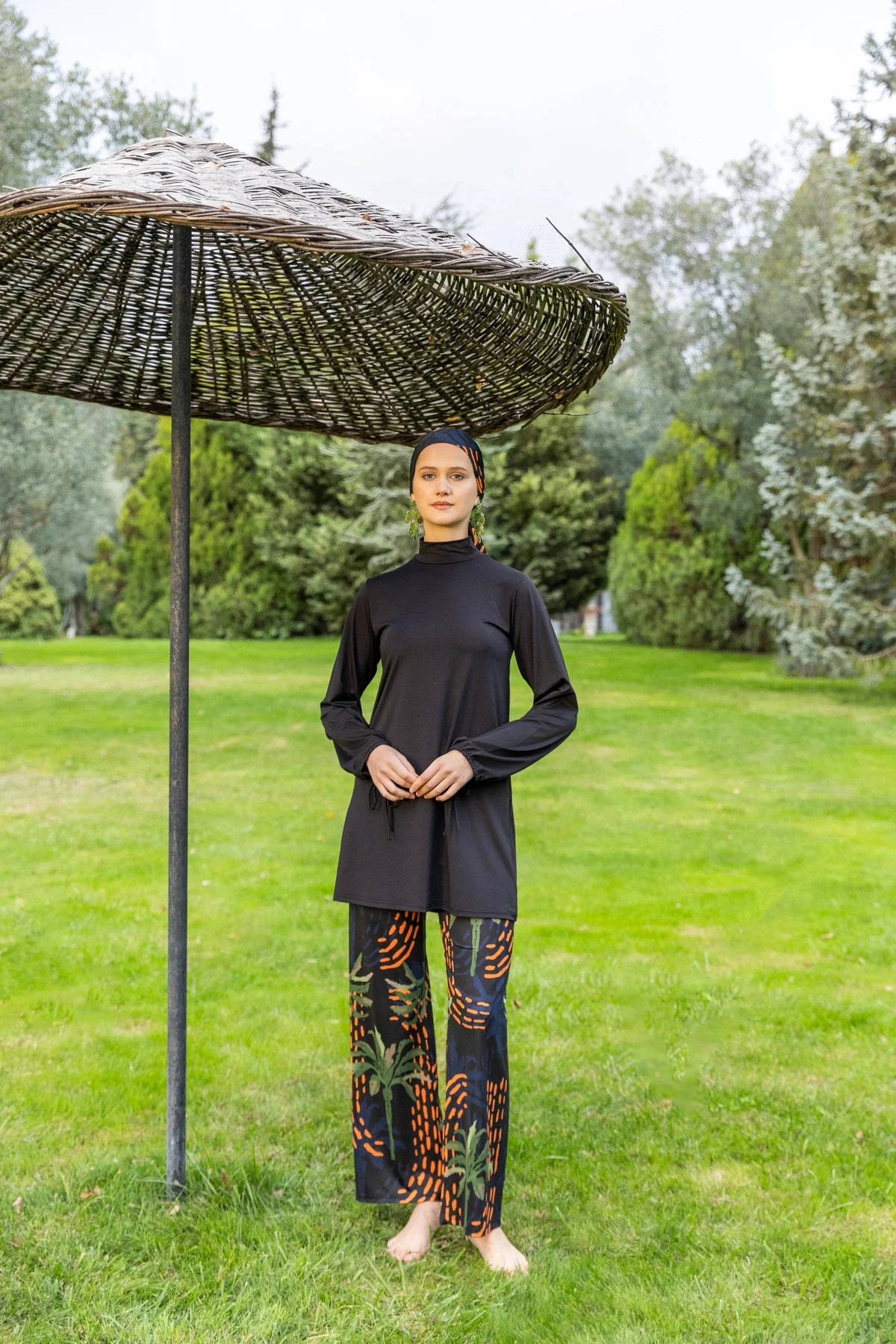 Palmiye Desenli Tesettür Mayo