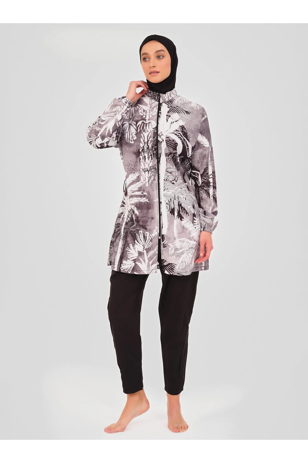 Palmiye Desenli Tesettür Mayo