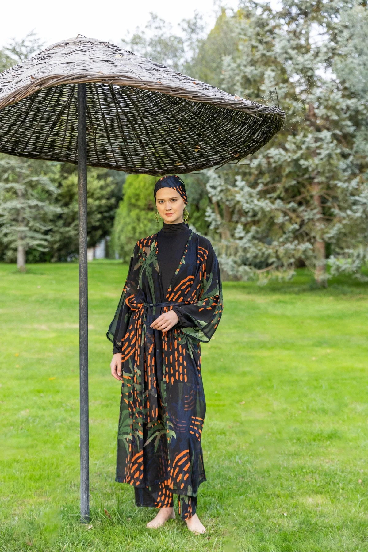 Palmiye Desenli Tesettür Mayo