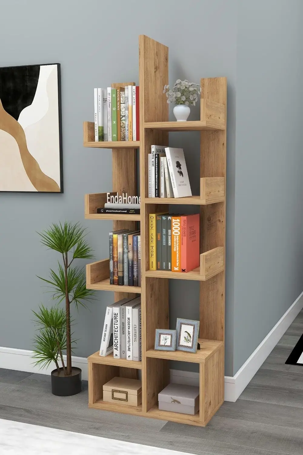 Pamfilya 10 Bölmeli/raflı Kitaplık Çam