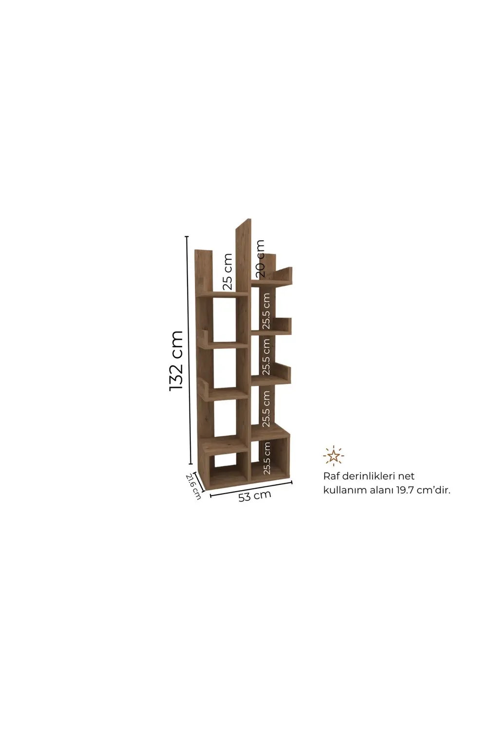 Pamfilya 10 Bölmeli/raflı Kitaplık Çam