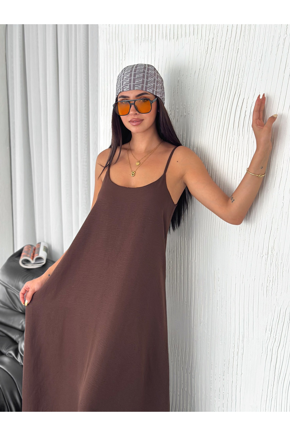 Fiolin Pamuk Ayar Askili Aerobin Salaş Elbise