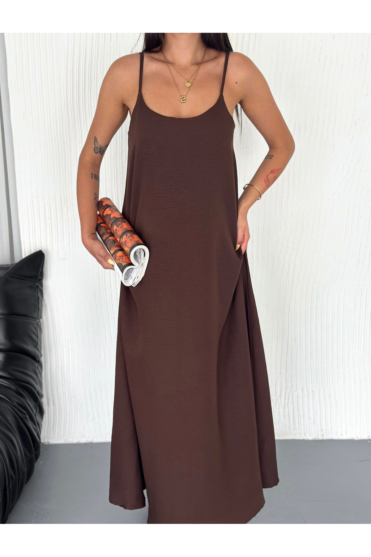 Fiolin Pamuk Ayar Askili Aerobin Salaş Elbise