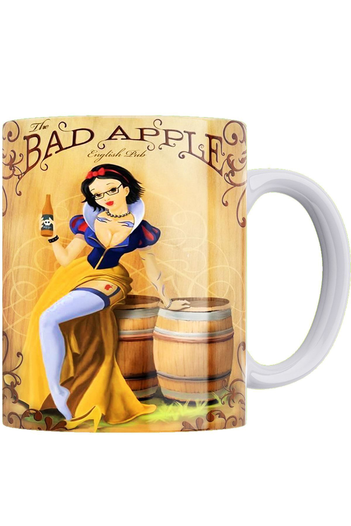 Remonz Pamuk Prenses Kötü Elma Baskılı %100 Porselen Kupa