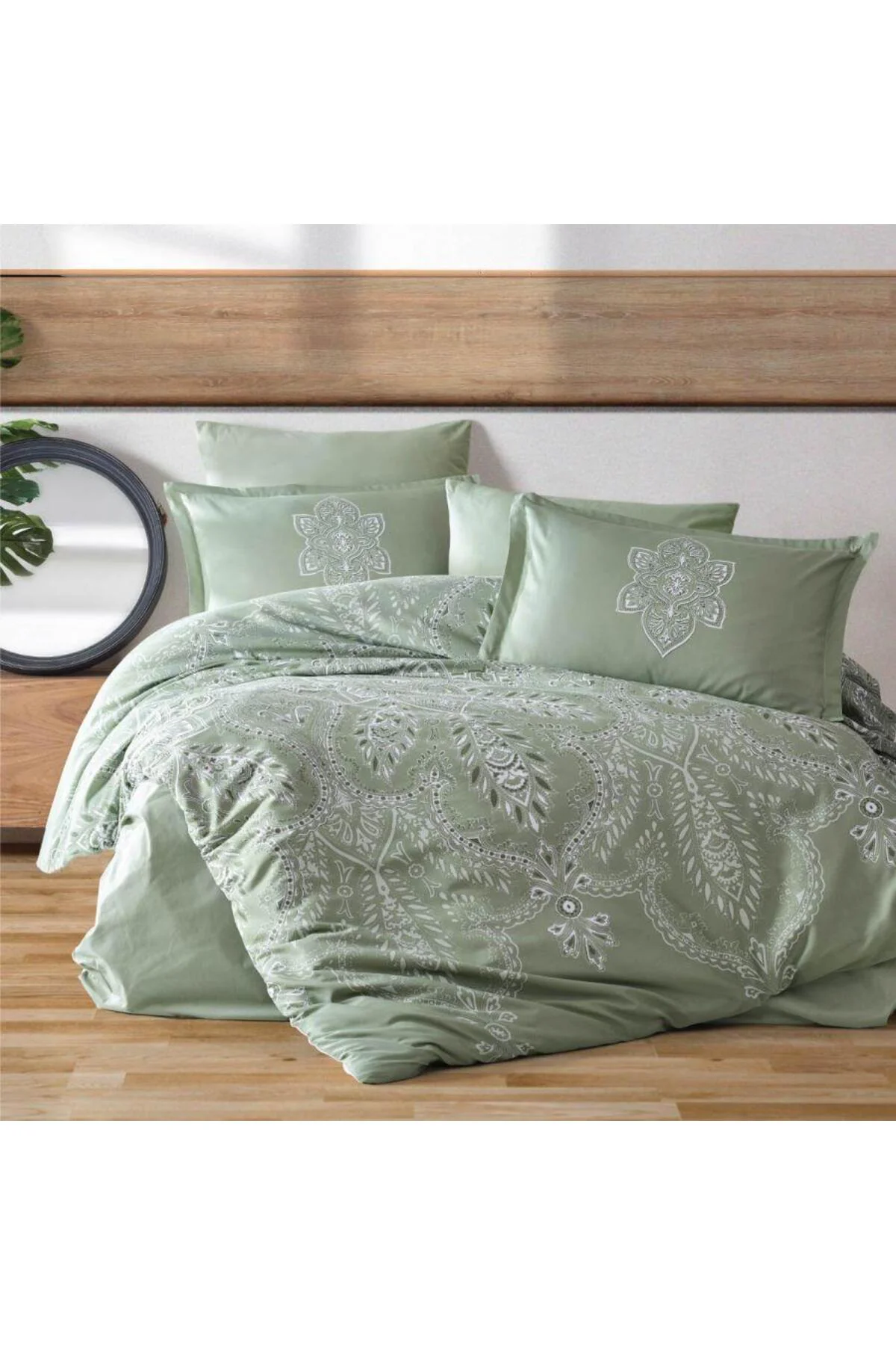 Pamuk Saten Çift Kişilik Nev Takımı Rovi v2 Yeşil