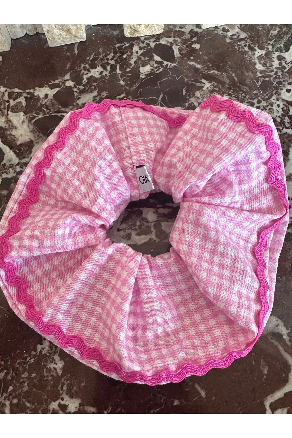 Pamuk Şeker Pötikare Tek Taraf Şeritli Scrunchie Toka Lastik Simit Toka