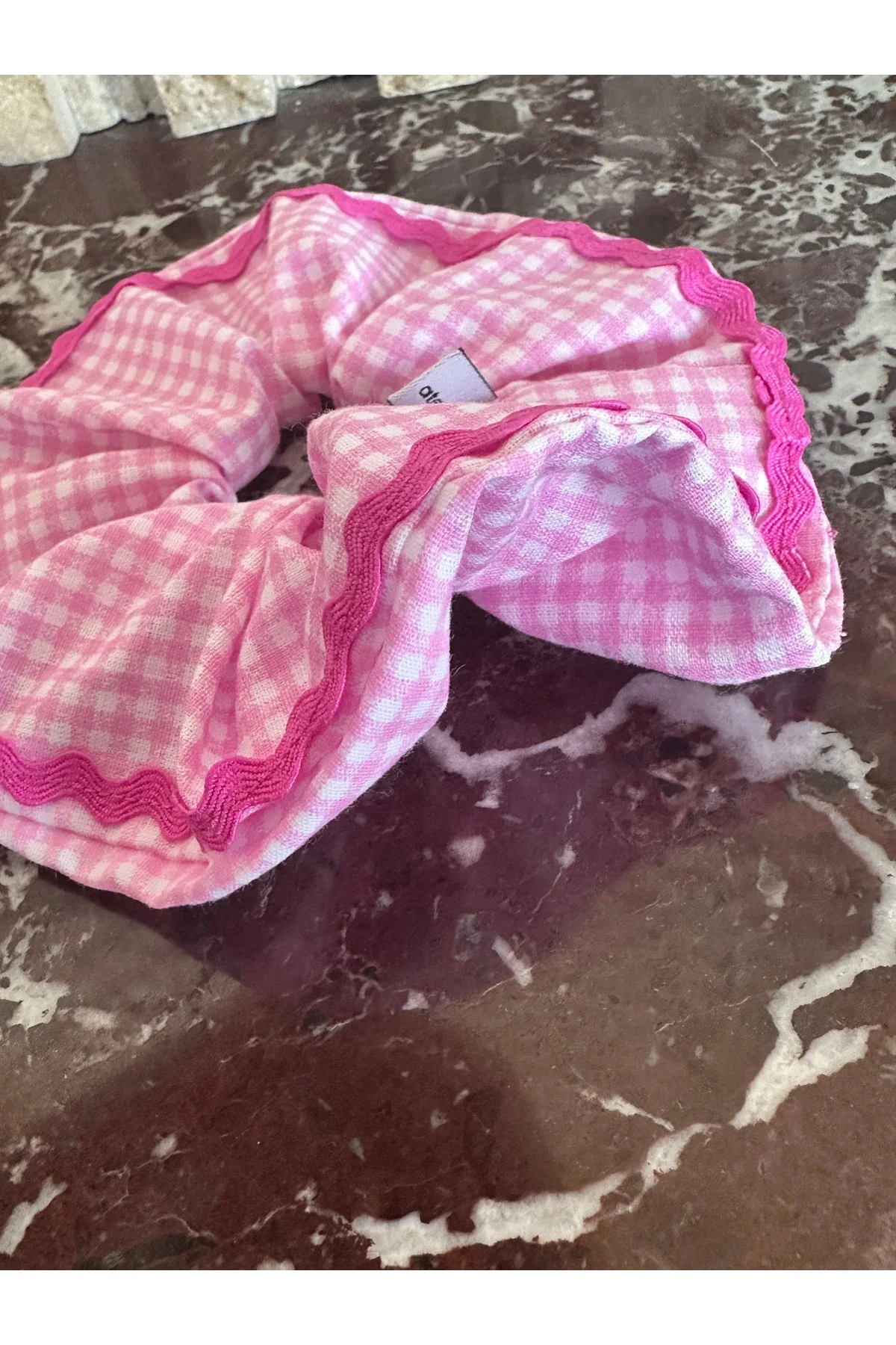 Pamuk Şeker Pötikare Tek Taraf Şeritli Scrunchie Toka Lastik Simit Toka