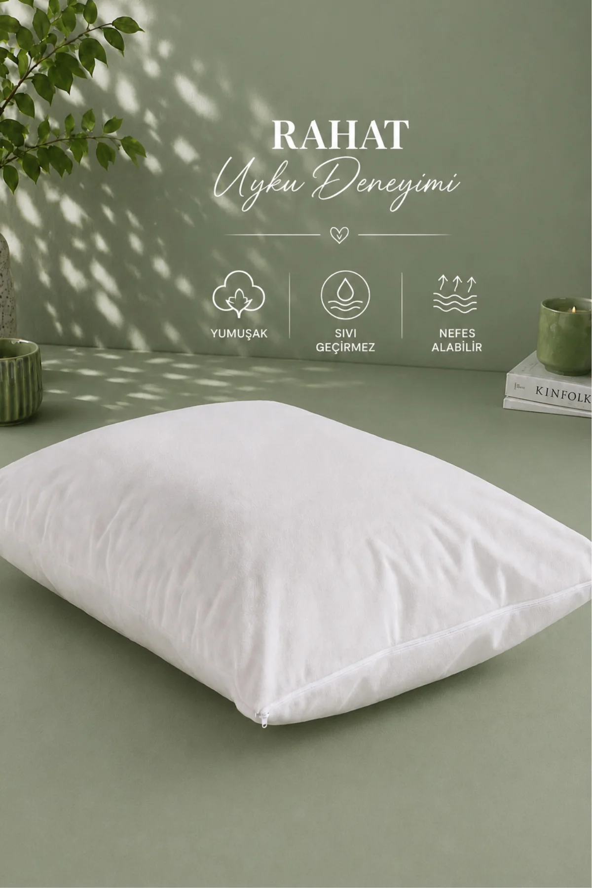 Pamukkale %100 Pamuk Su Sıvı Geçirmez Yastık Koruyucu Alez 50x70 cm 1 Adet