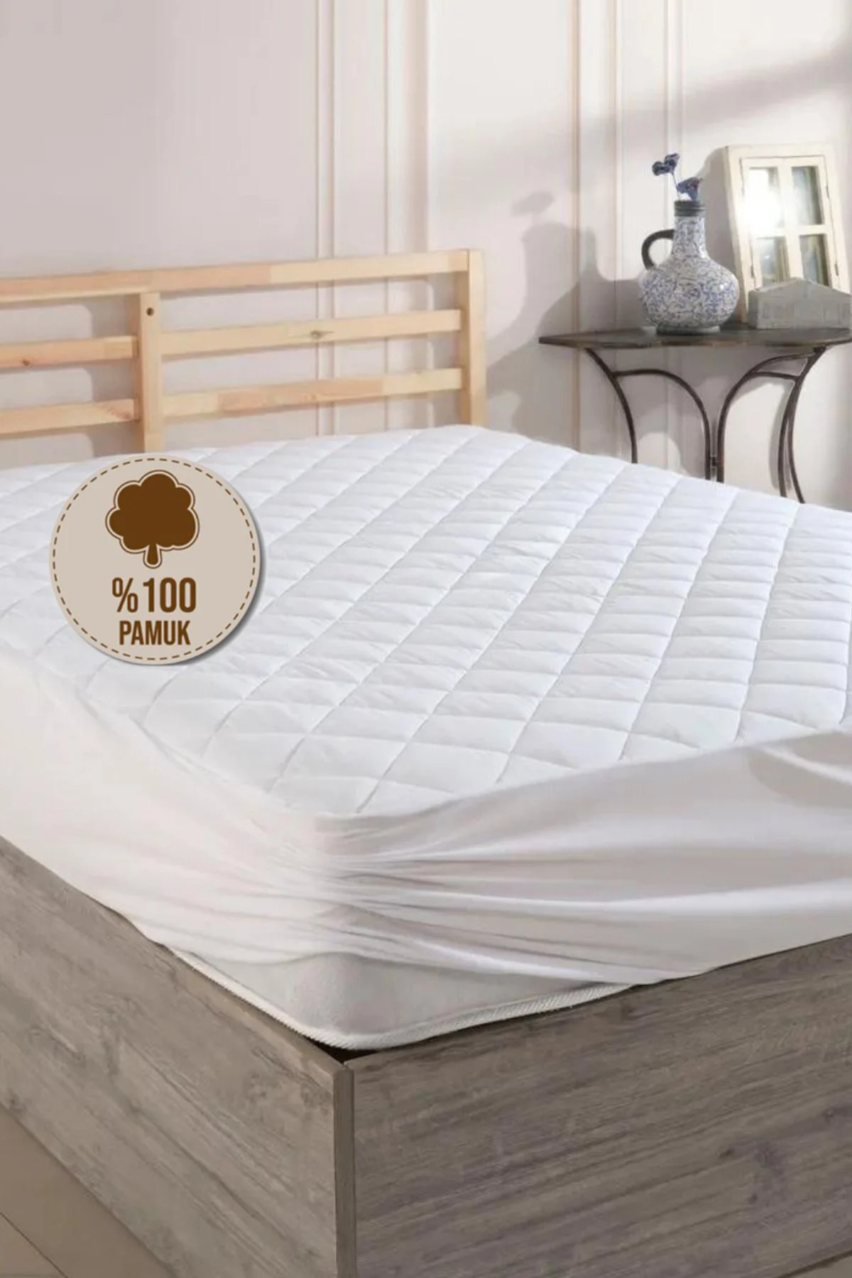 Pamukkale Alez Kapitone Fitted Yatak Koruyucu %100 Pamuk Alez (16