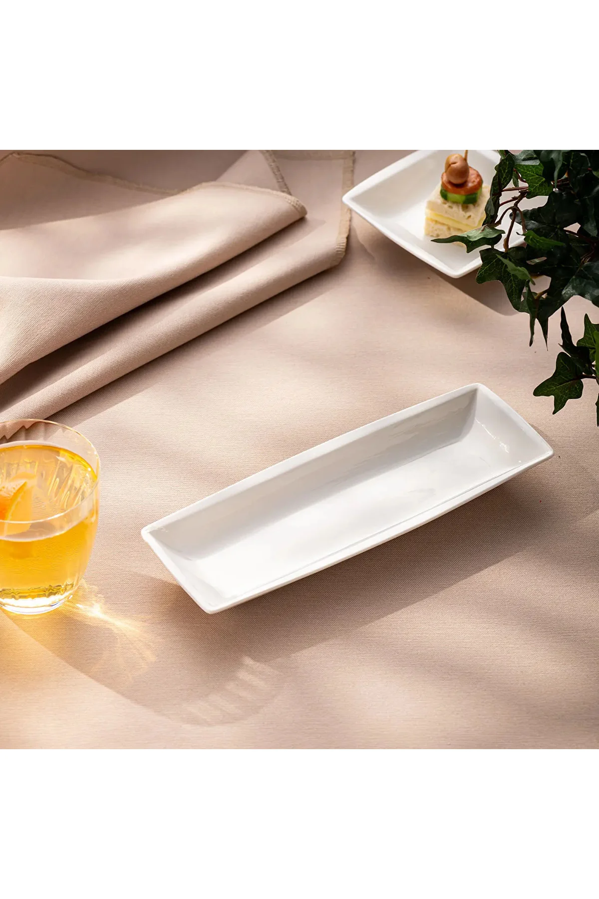 Pamukkale Dikdörtgen Kayık Tabak 25 Cm