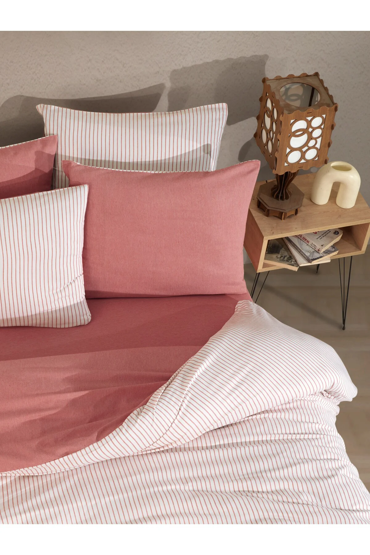 Pamuklu Çizgili Tek Kişilik Nevresim Takımı 160x220 – 1 Yastık Kı