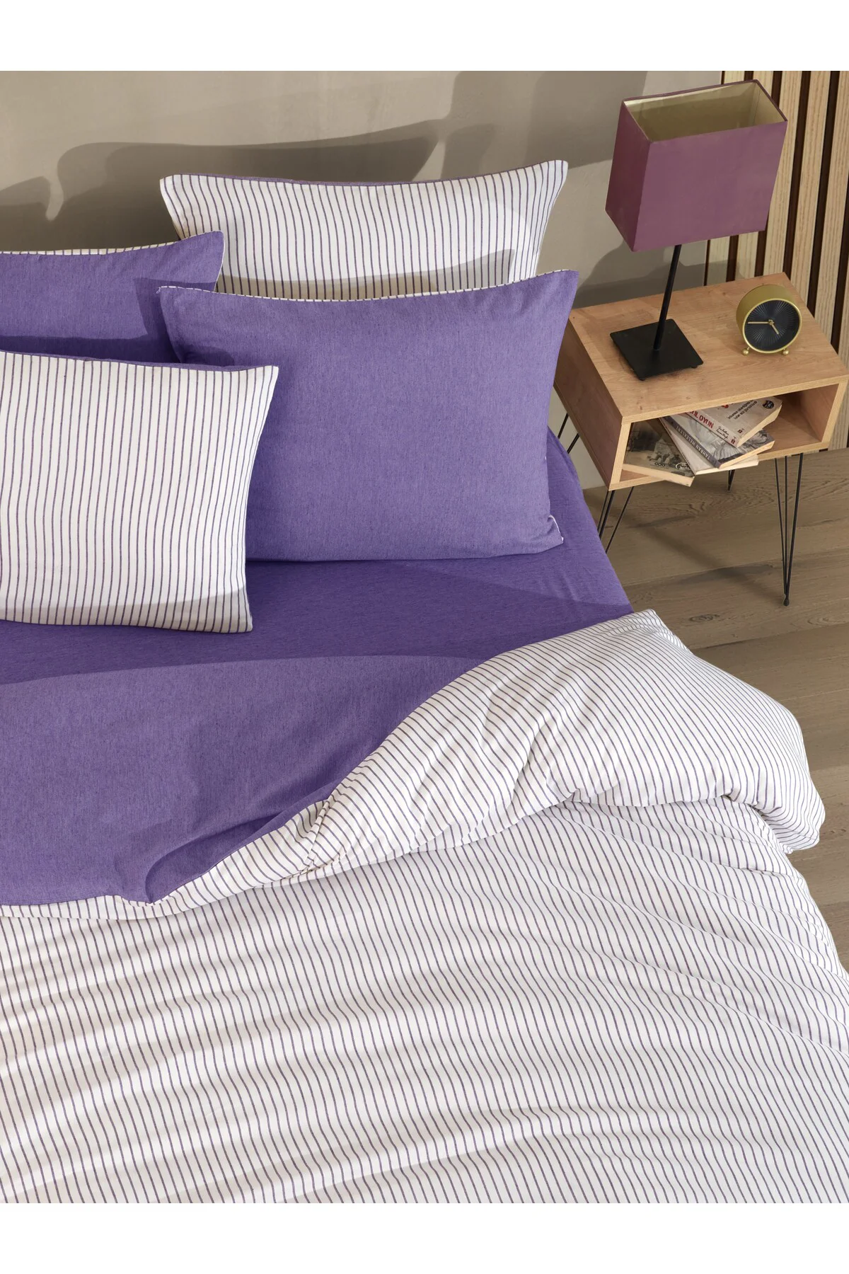 Pamuklu Çizgili Tek Kişilik Nevresim Seti 160x220 – 1 Yastık Kılı