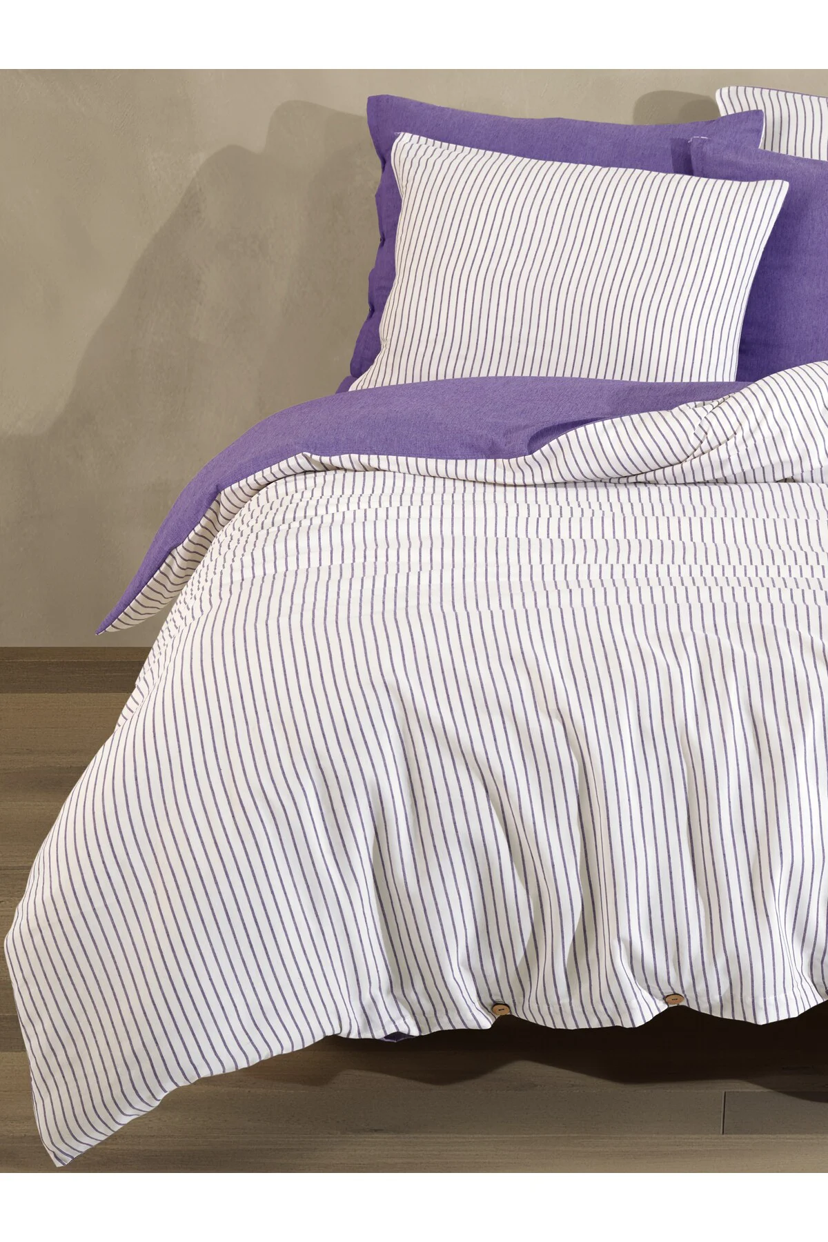 Pamuklu Çizgili Tek Kişilik Nevresim Seti 160x220 – 1 Yastık Kılı
