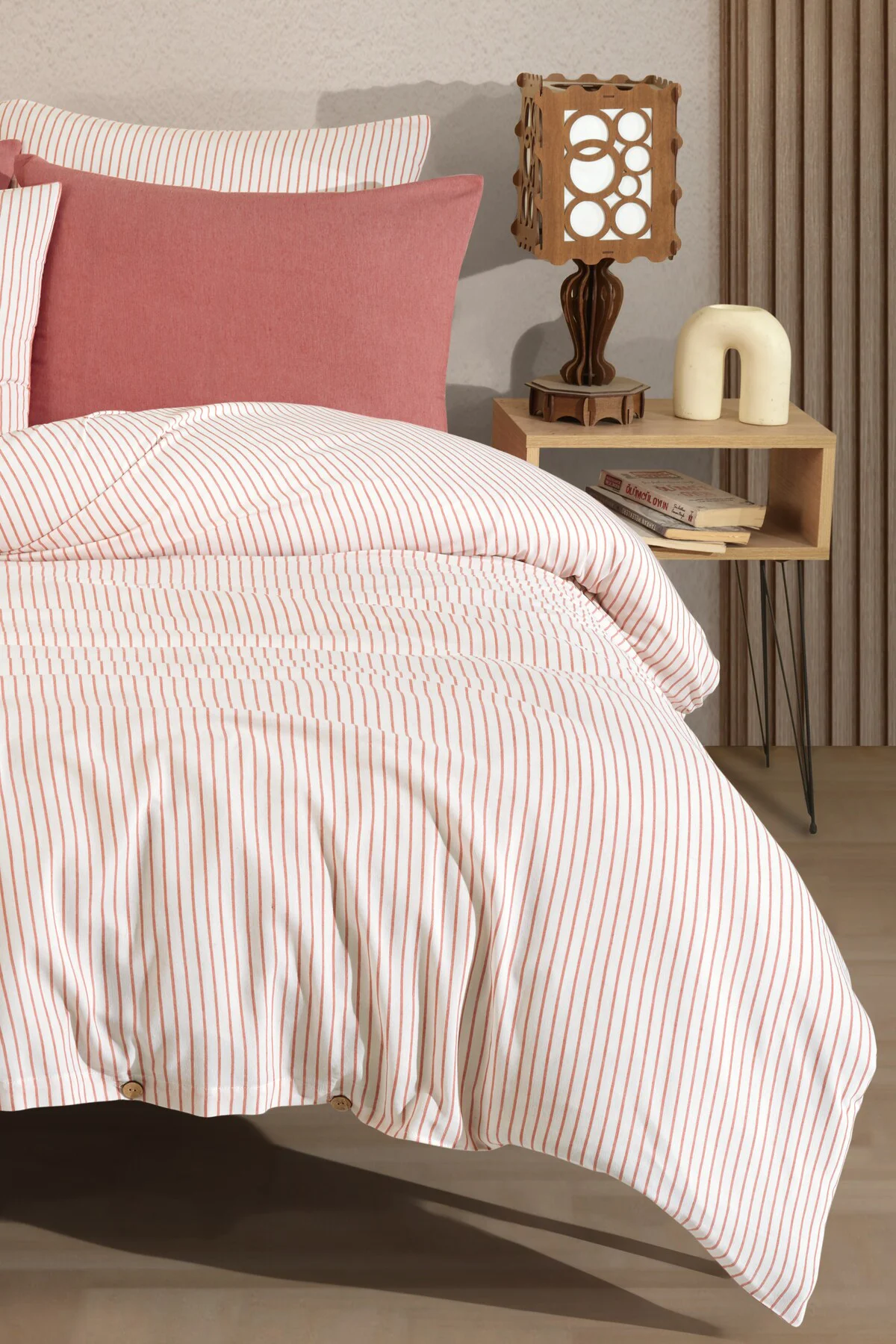 Pamuklu Çizgili Tek Kişilik Nevresim Takımı 160x220 – 1 Yastık Kı