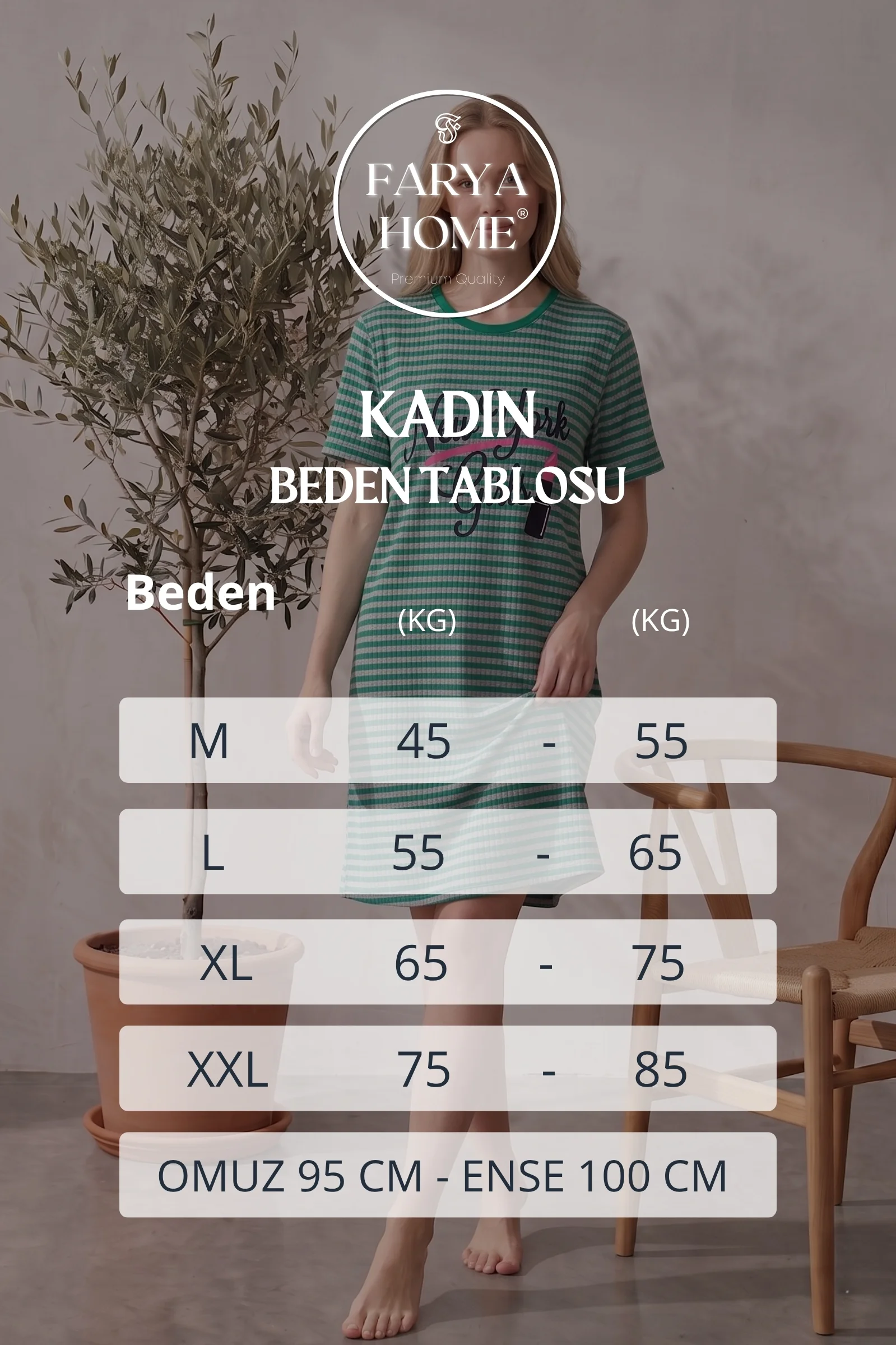 Pamuklu Desenli Şeritli İnterlok Örme Kısa Kollu Gecelik Elbise 95cm, Yeşil, M Fiyatı, Yorumları ve Özellikleri