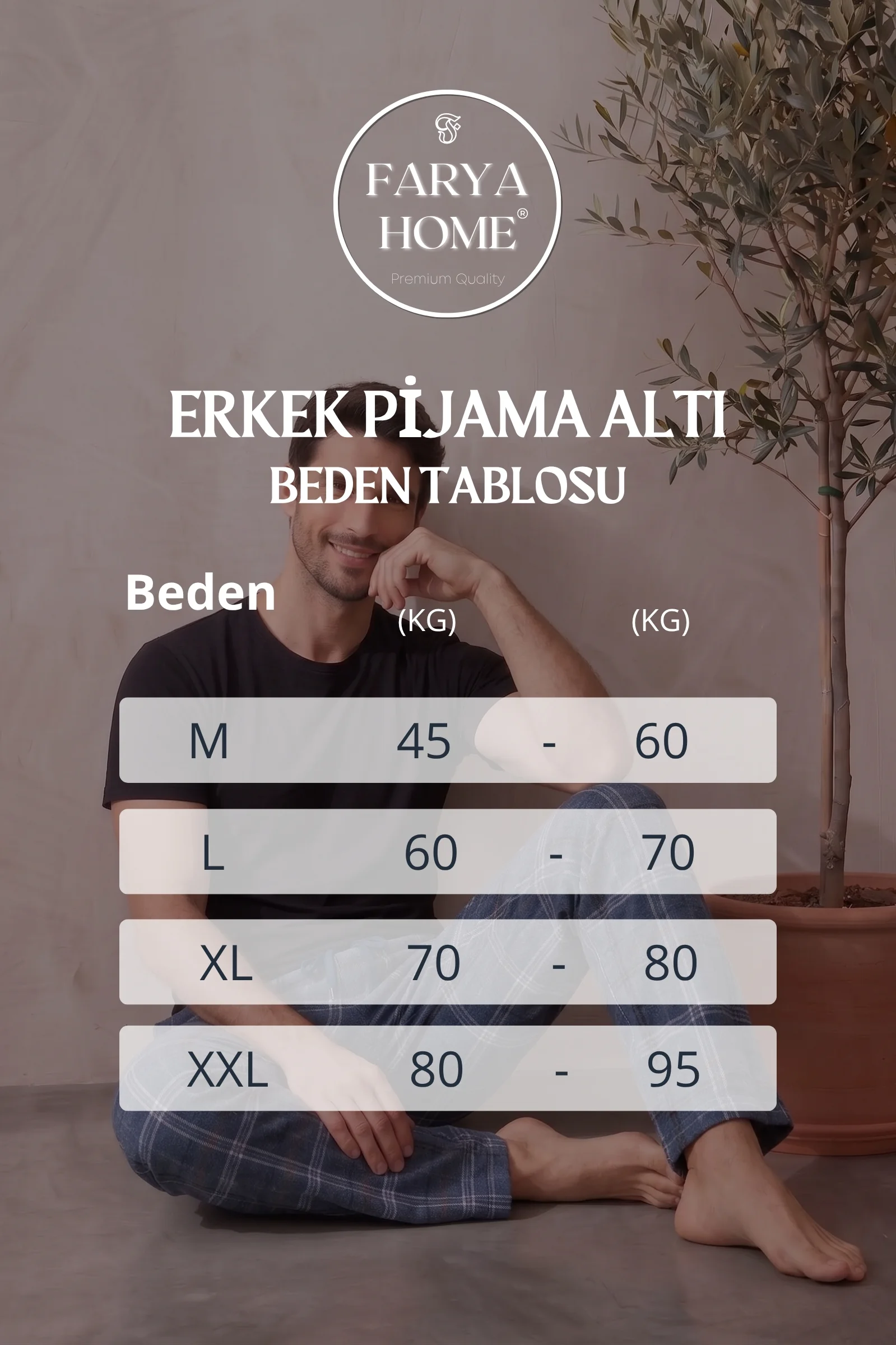 Pamuklu Ekose Kareli Yazlık Erkek Pijama Altı Pantolon, İndigo, XL