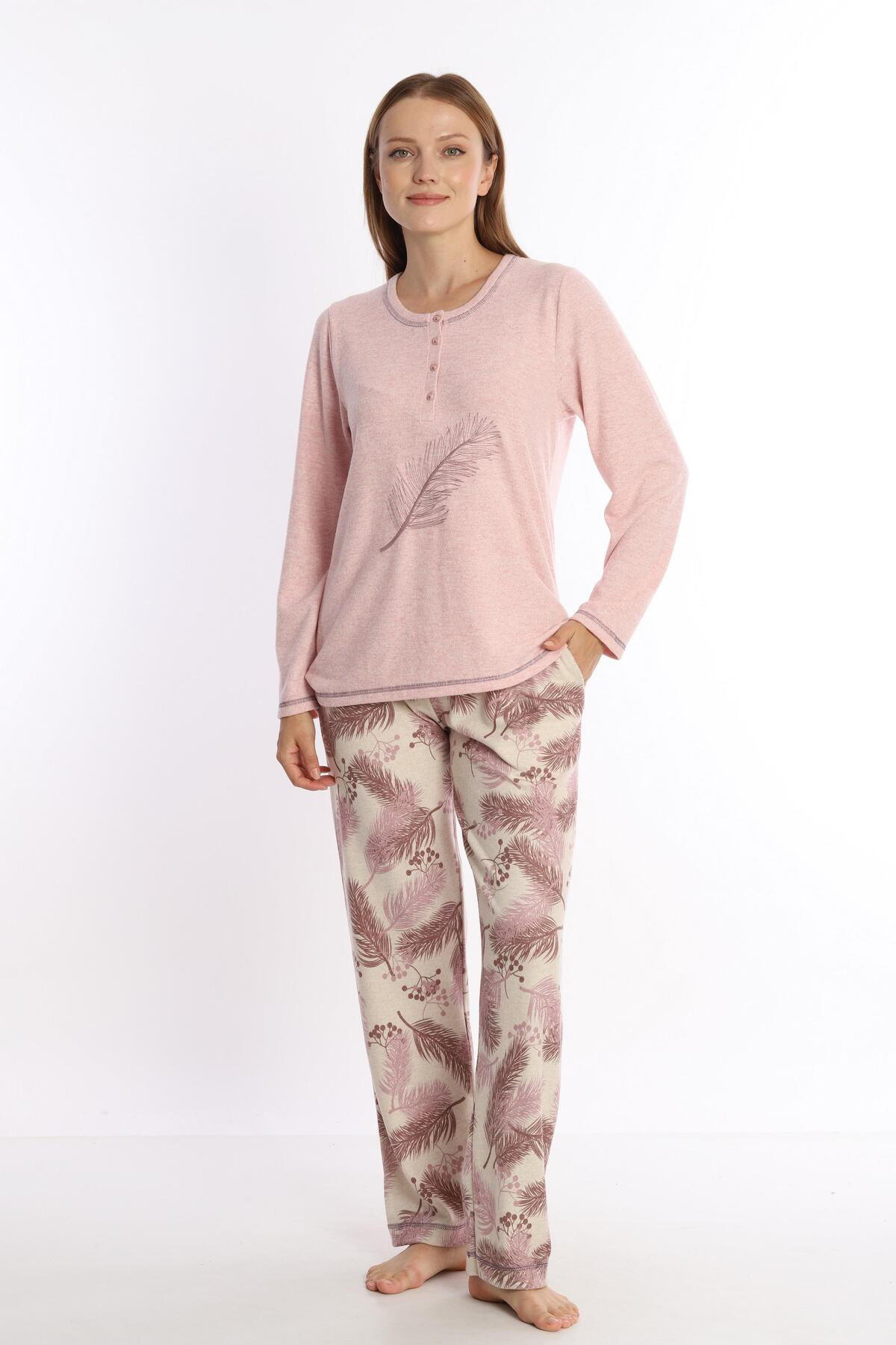 Pamuklu Kadın Pijama Takımı Pembe 98403