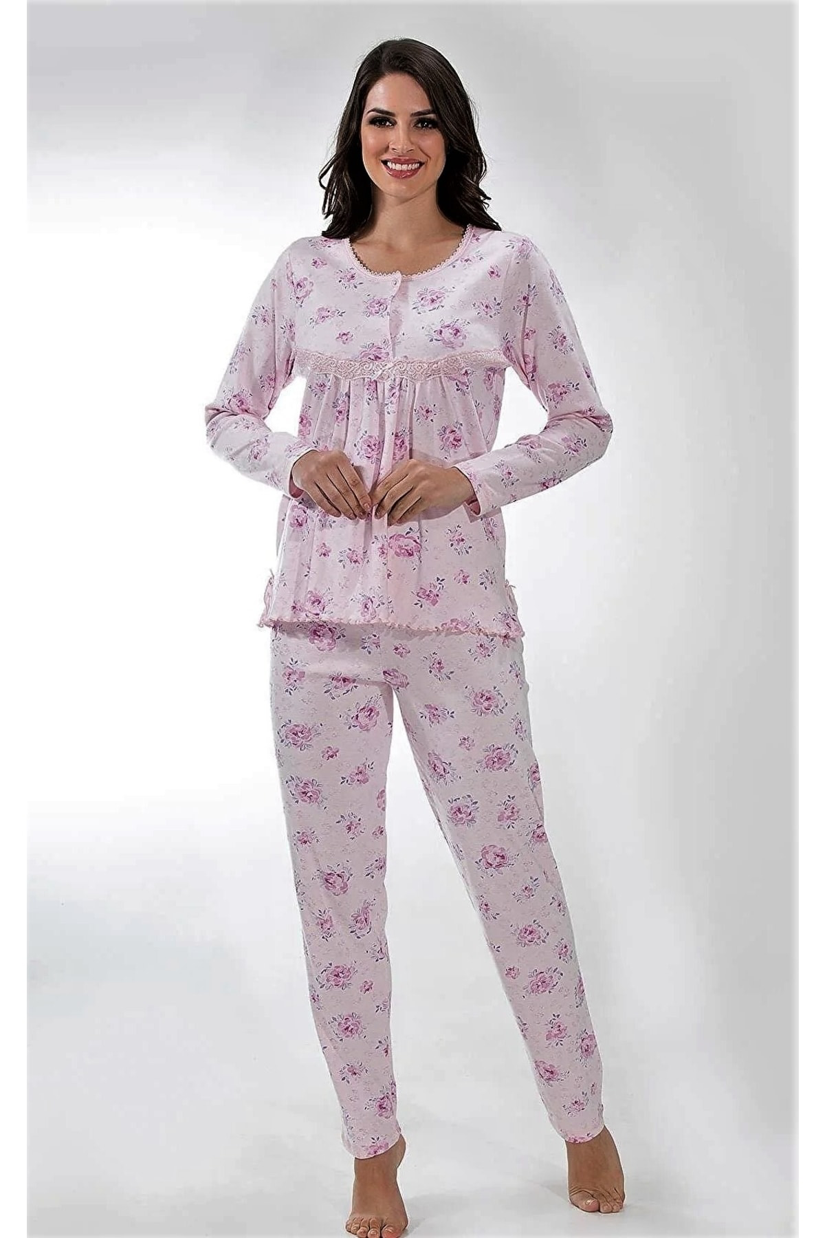 Pamuklu Kadın Pijama Takımı Çiçekli