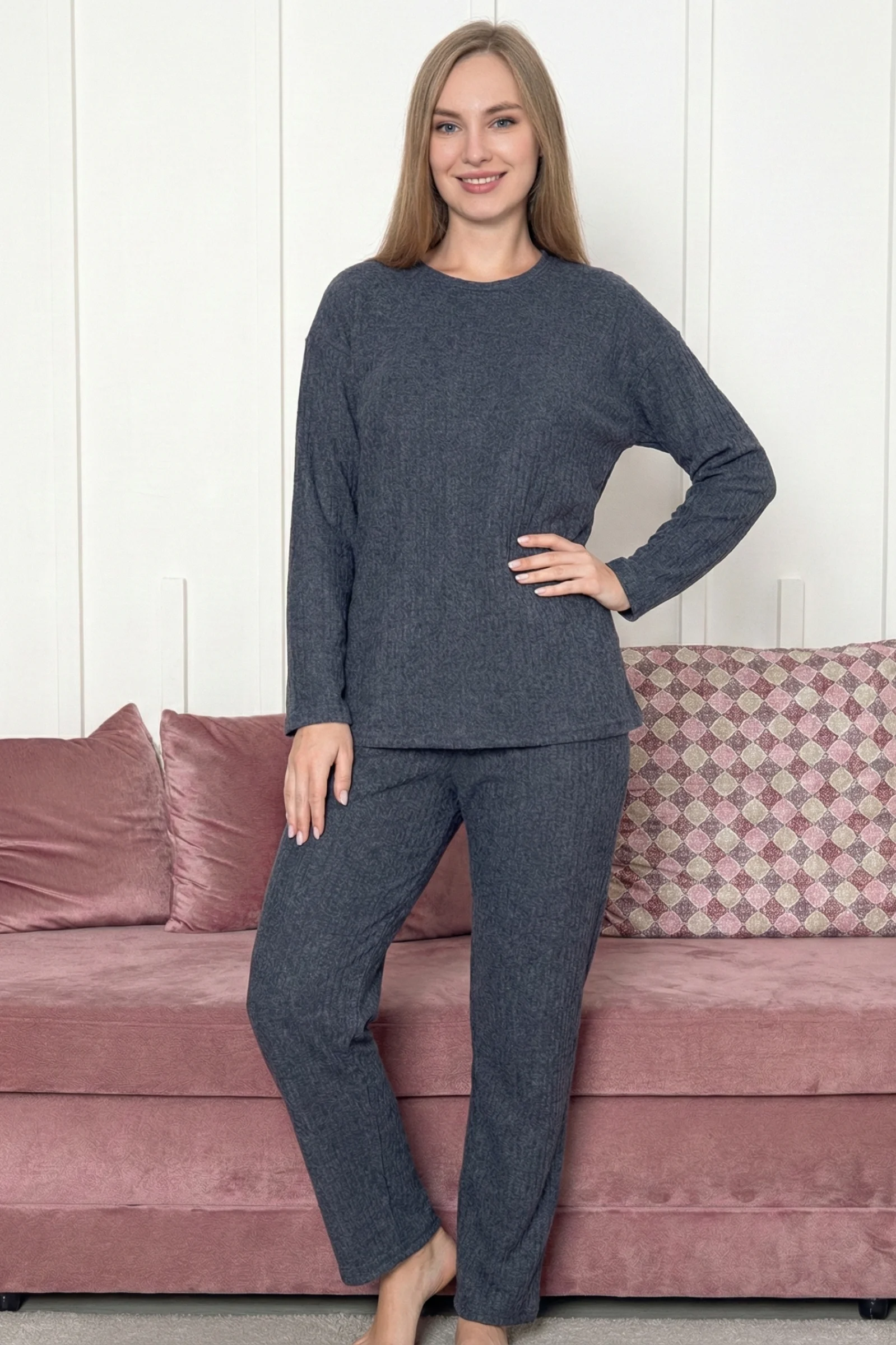 Pamuklu Kalın Kışlık İnterlok Şeritli Uzun Kollu Örme Pijama Takımı, İndigo, M Pamuklu Kalın Kışlık İnterlok Şeritli Uzun Kollu Örme Pijama Takımı, İndigo, M Fiyatı, Yorumları ve Özellikleri