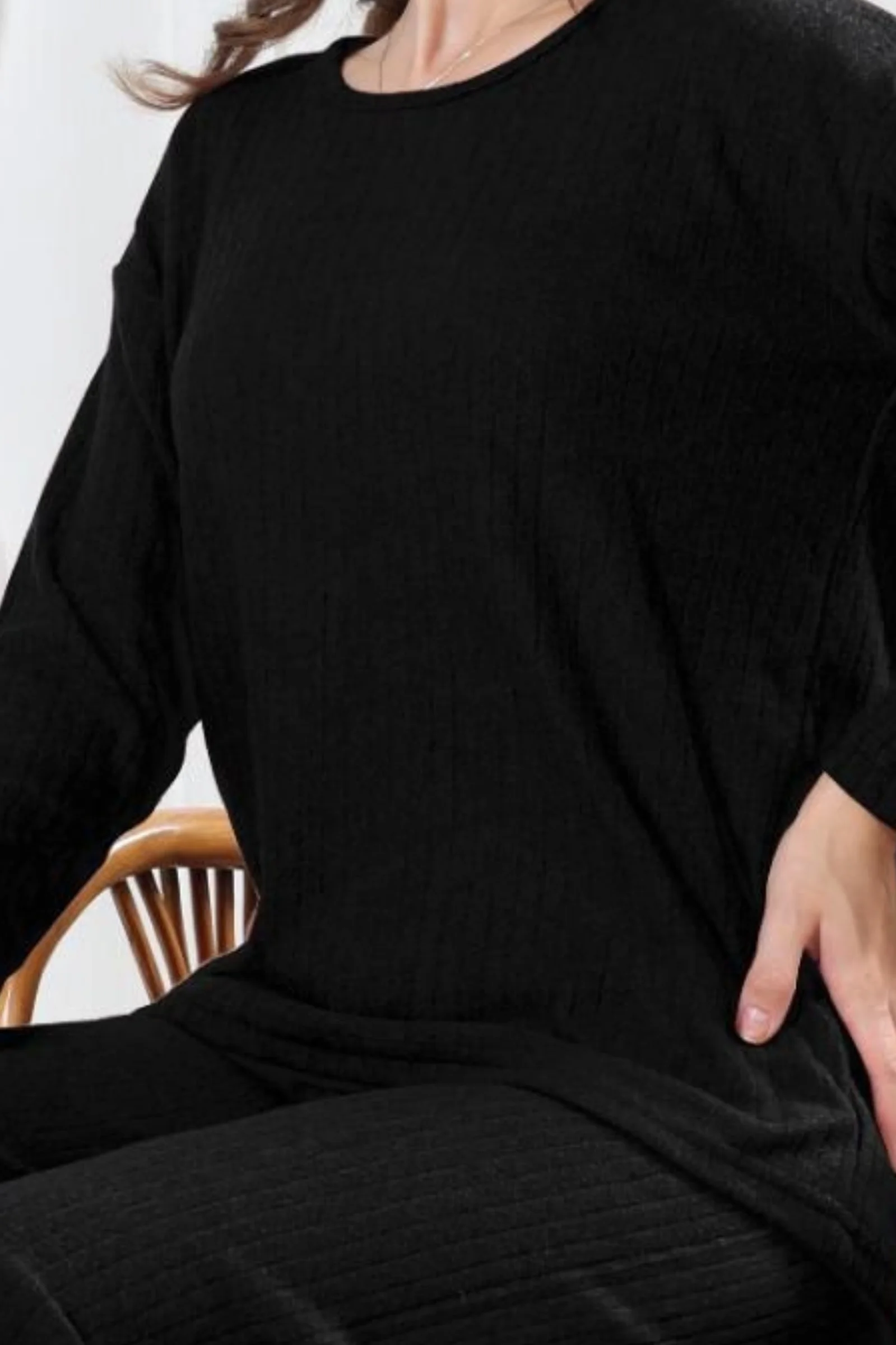 Pamuklu Kalın Kışlık İnterlok Şeritli Uzun Kollu Örme Pijama Takımı, Siyah, M Fiyatı, Yorumları ve Özellikleri