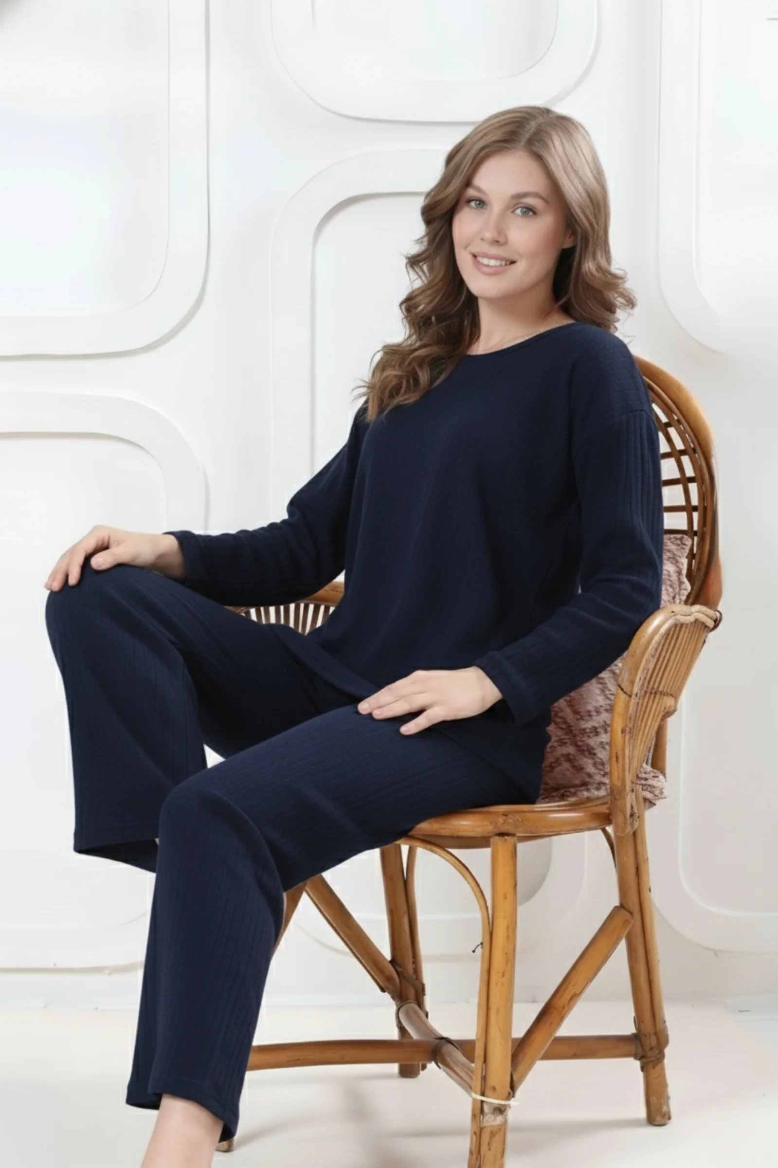 Pamuklu Kalın Kışlık İnterlok Şeritli Uzun Kollu Örme Pijama Takımı, Koyu Lacivert, 2XL Fiyatı, Yorumları ve Özellikleri