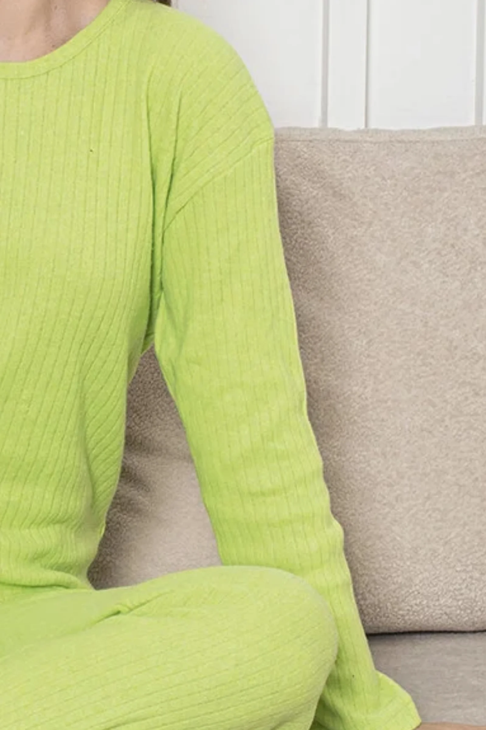 Pamuklu Kalın Kışlık İnterlok Şeritli Uzun Kollu Örme Pijama Takımı, Fıstık Yeşili, 2XL Fiyatı, Yorumları ve Özellikleri