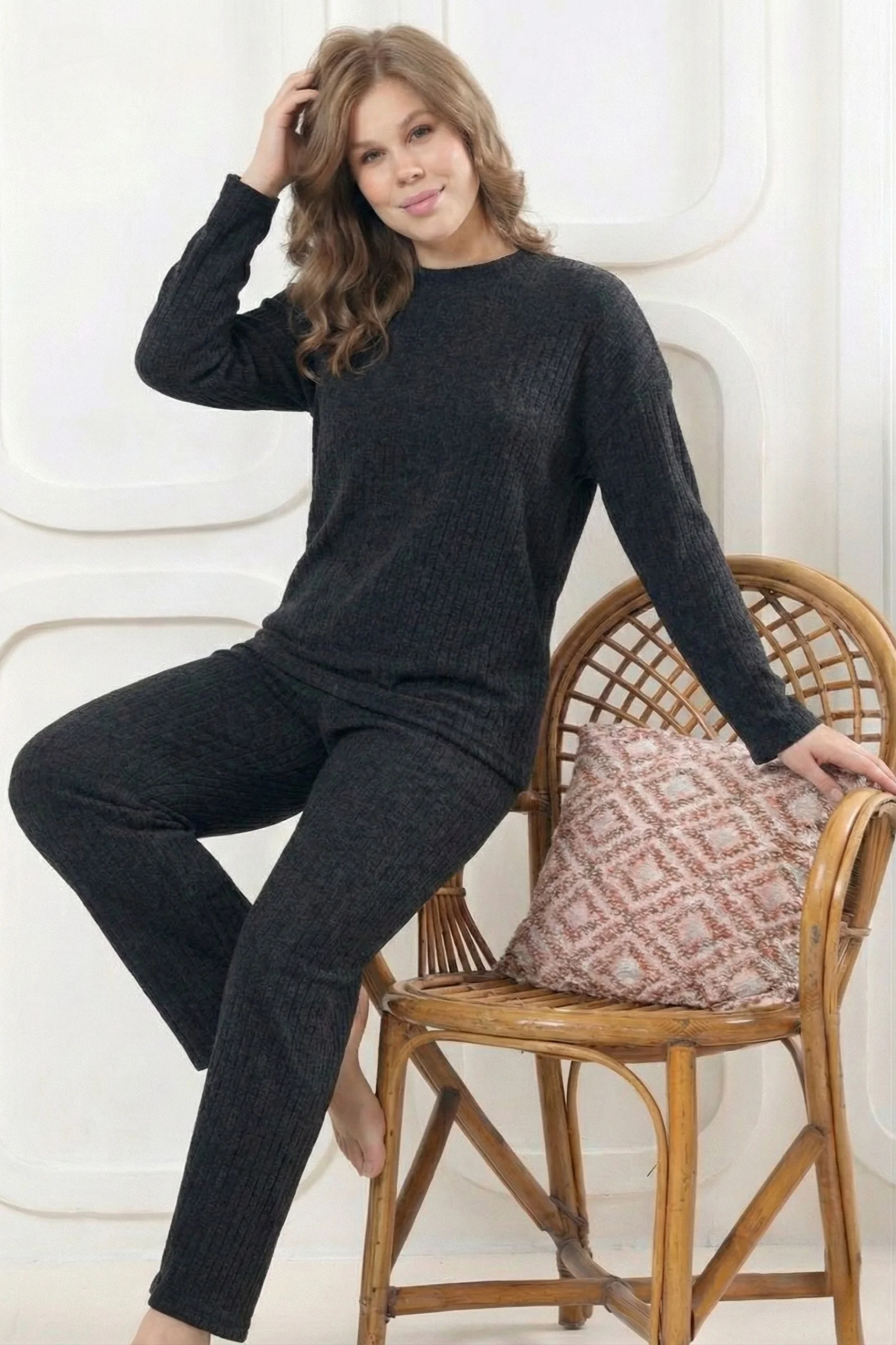 Pamuklu Kalın Kışlık İnterlok Şeritli Uzun Kollu Örme Pijama Takımı, FÜME, 2XL Fiyatı, Yorumları ve Özellikleri
