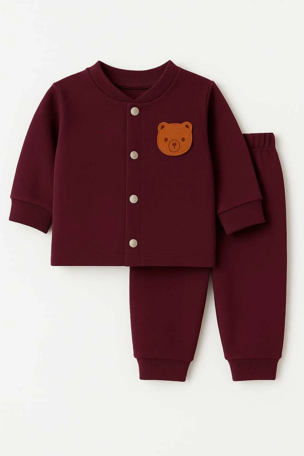 Pamuklu Likralı Önden Çıtlı 4 Mevsim Bebek Takımı (6-24 Ay)