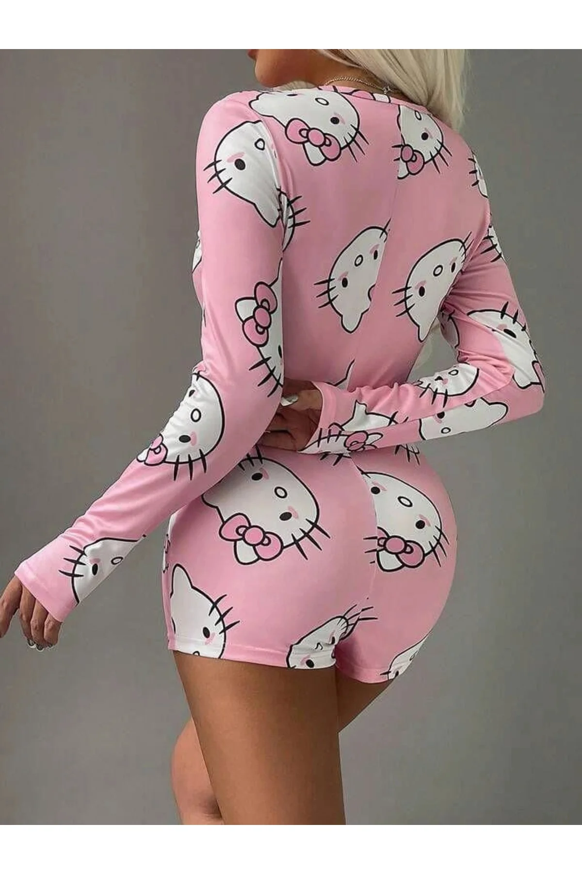 Pamuklu Pembe Hello Kitty Desenli Düğmeli Uzun Kol Tulum Pijama Fiyatı, Yorumları ve Özellikleri