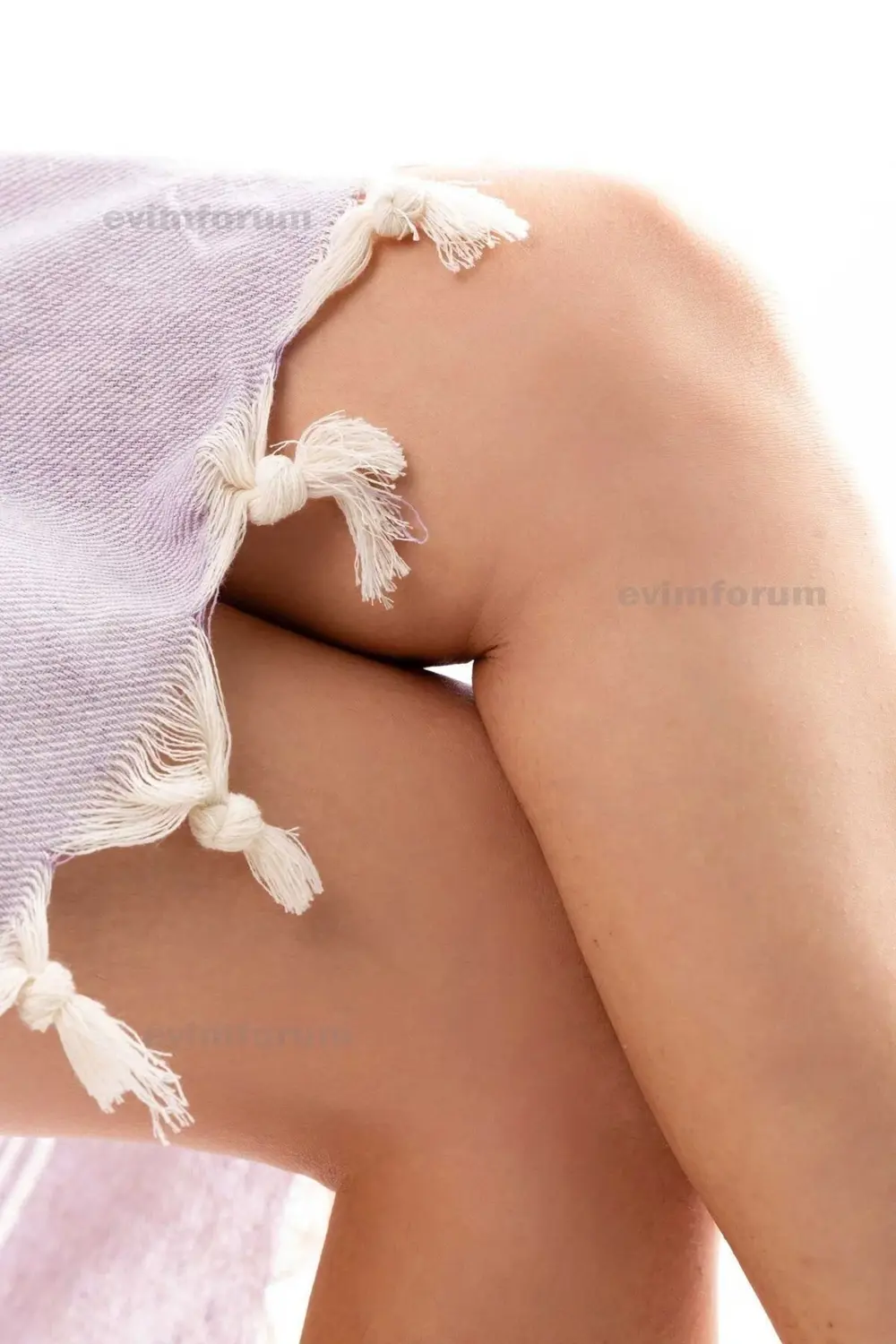 Pamuklu Yetişkin Peştemal Panço Bornoz Plaj Havlusu Lila