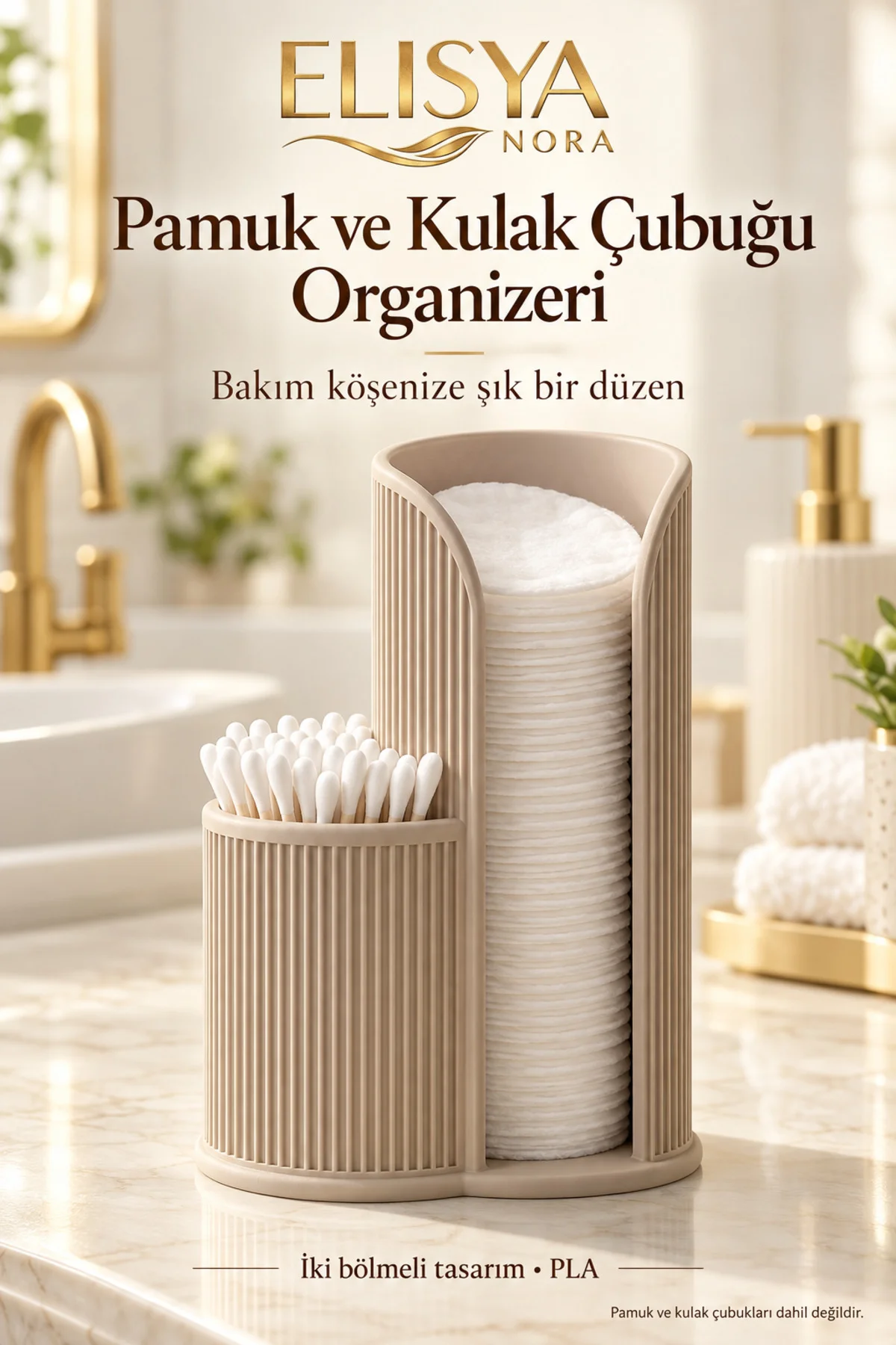 Pamukluk ve Kulak Çubuğu Organizeri İki Bölmeli Banyo Düzenleyici Pamukluk ve Kulak Çubuğu Organizeri İki Bölmeli Banyo Düzenleyici
