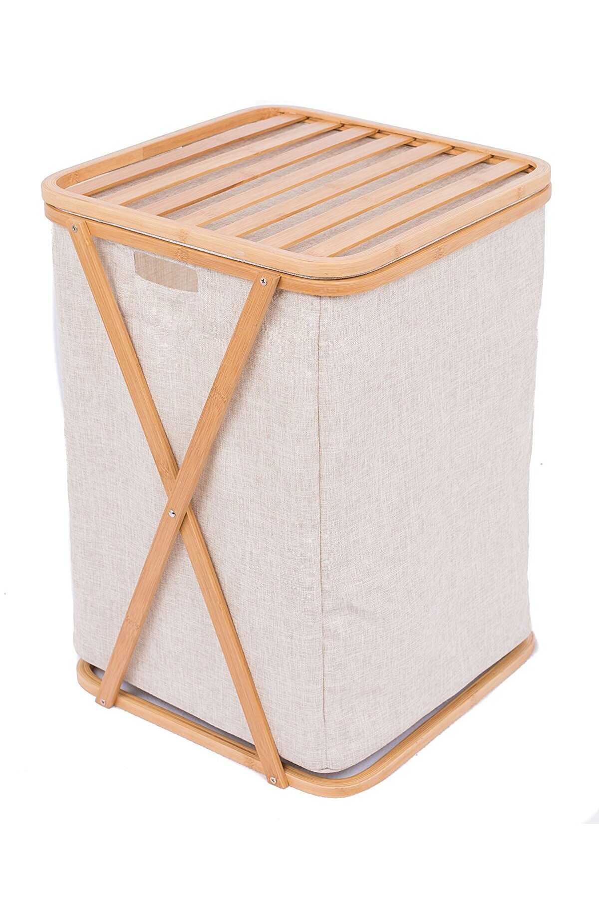 Panali Panalı Bambu Çamaşır Sepeti (Demonte)