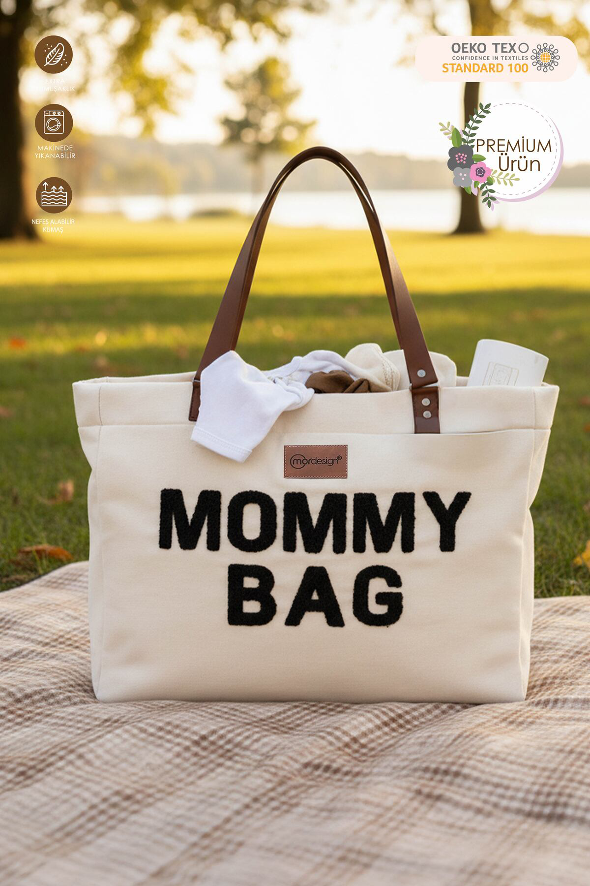 Mordesign Panama Bag,Anne Bebek Bakım Çantası,Mommy Bag,Cüzdan Hediyeli, Xl