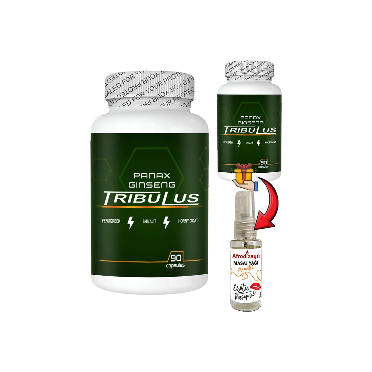 Panax Ginseng Tribulus Shilajit 90 Kapsül + Afrodizyak Yağ | Enerji ve Performans Desteği Fiyatı, Yorumları ve Özellikleri